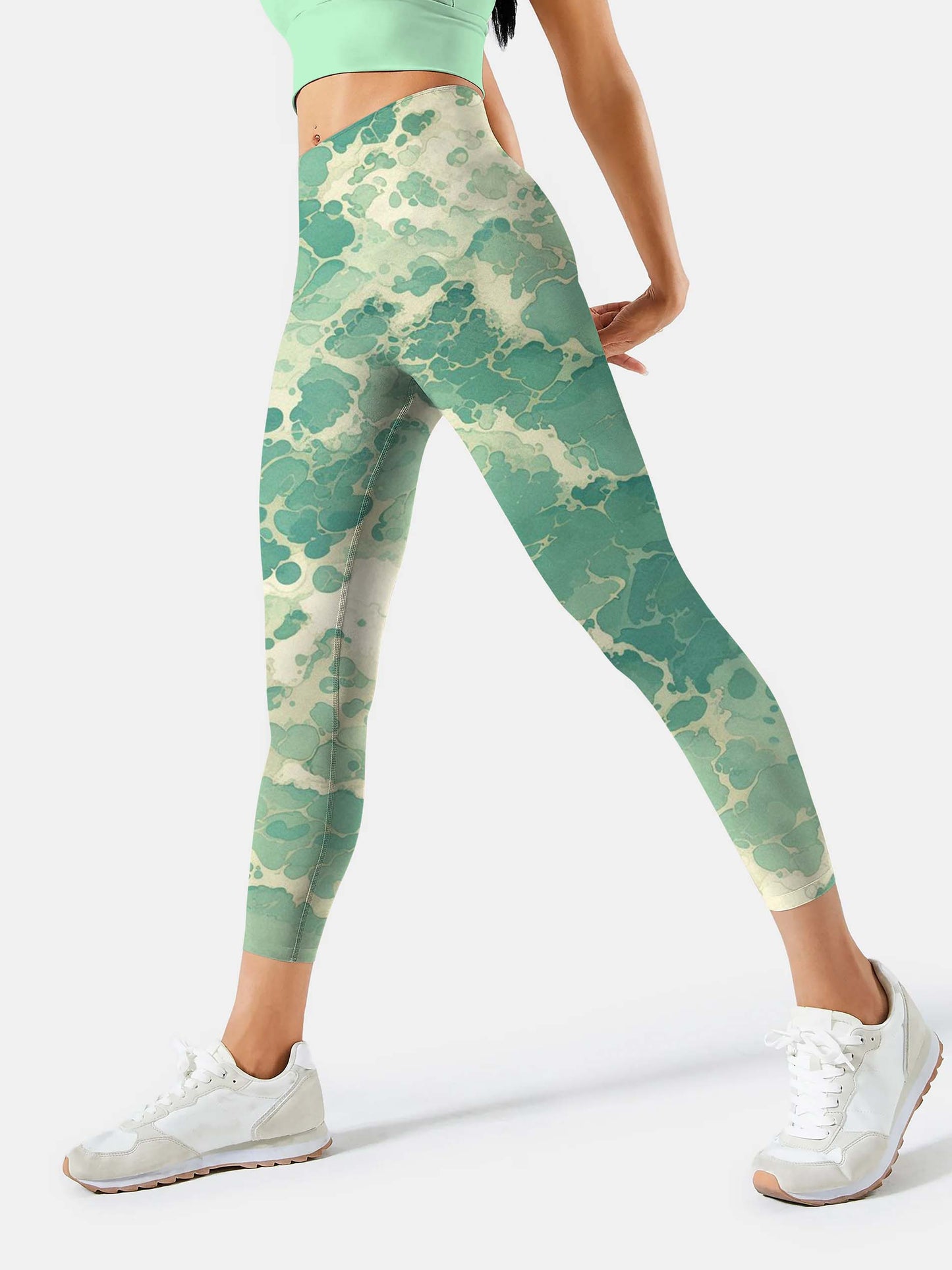 S223 Green Wave yoga leggings