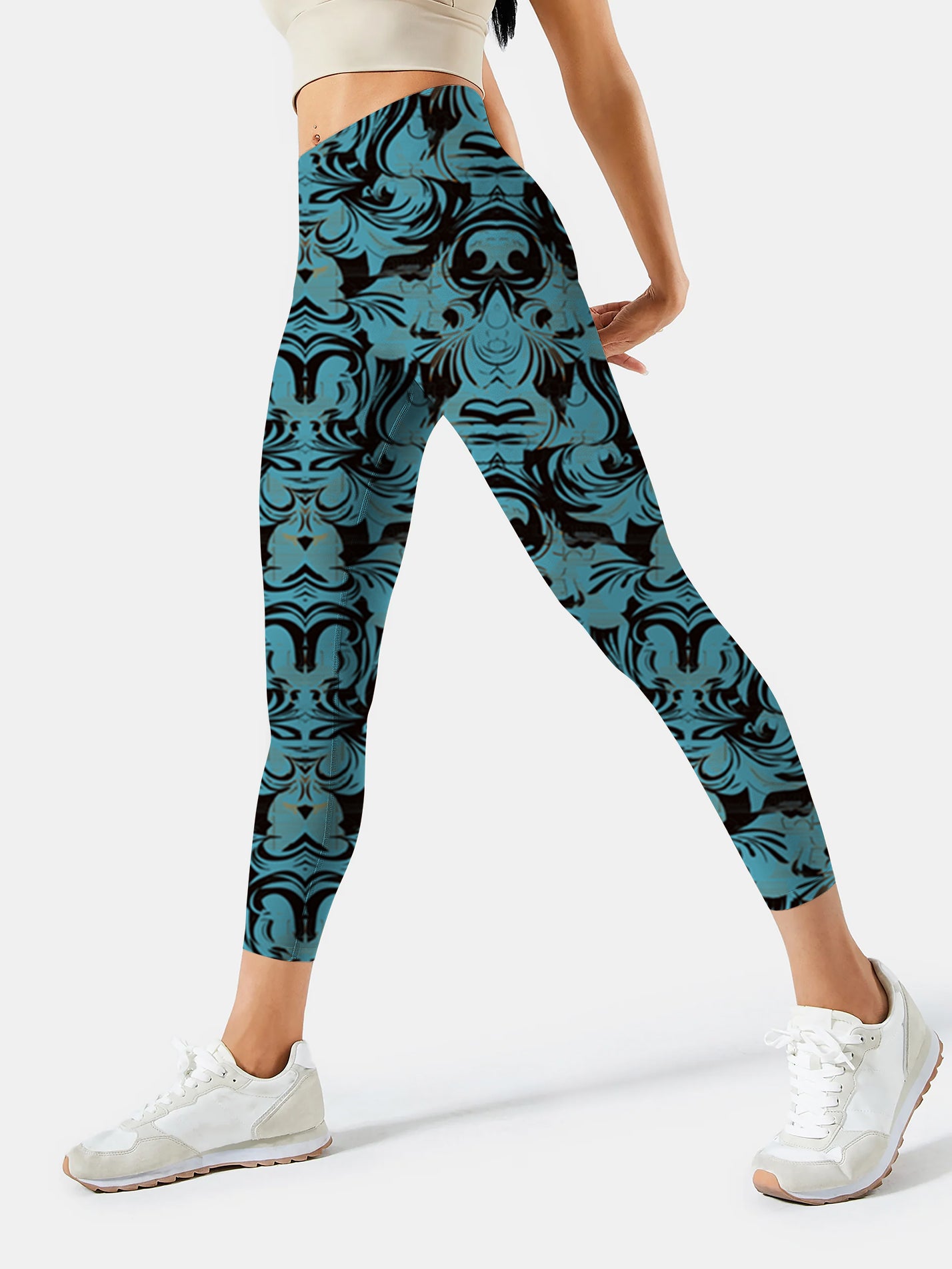 F108 printed yoga leggings green