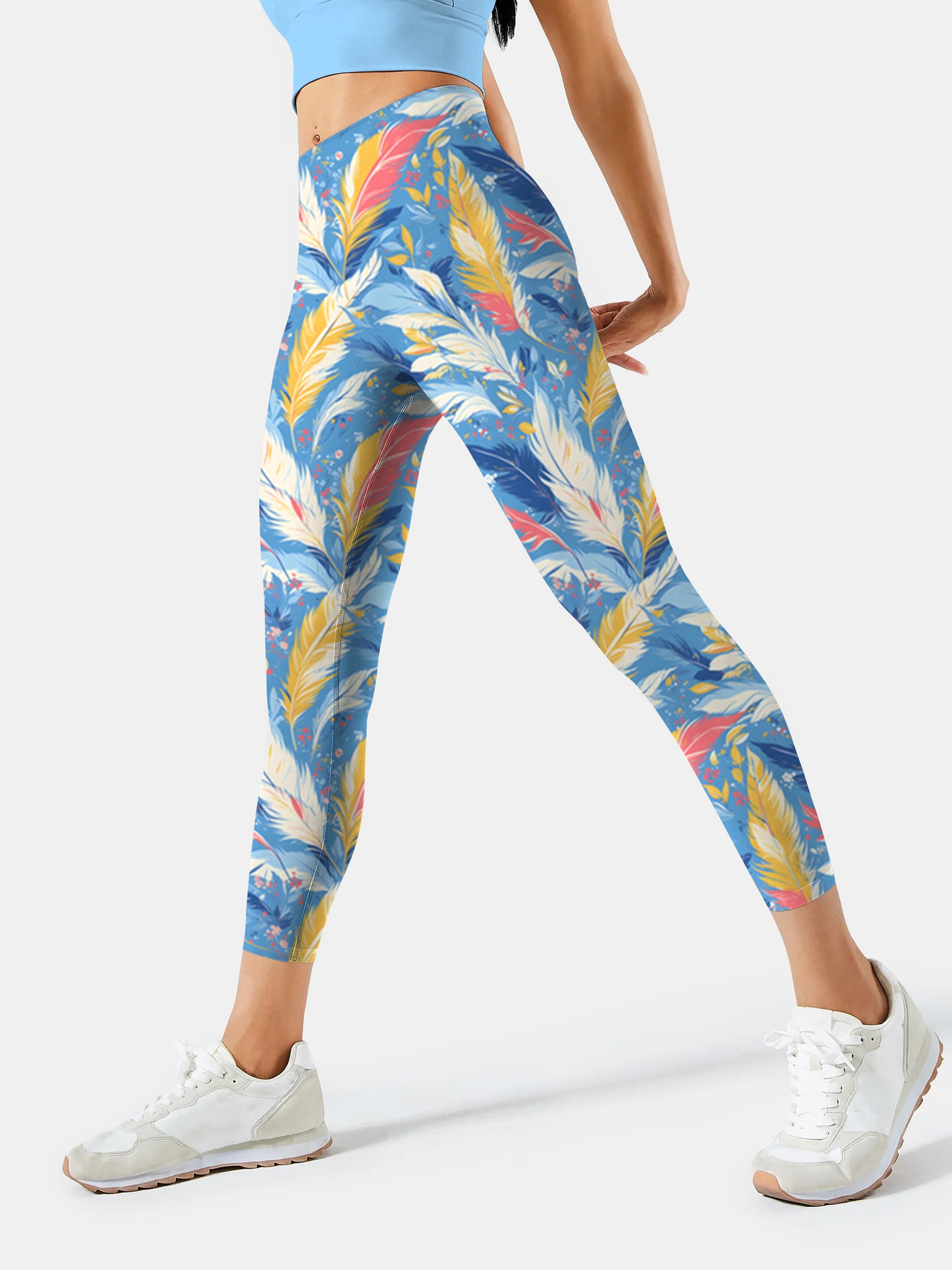 F212 print yoga leggings  feather