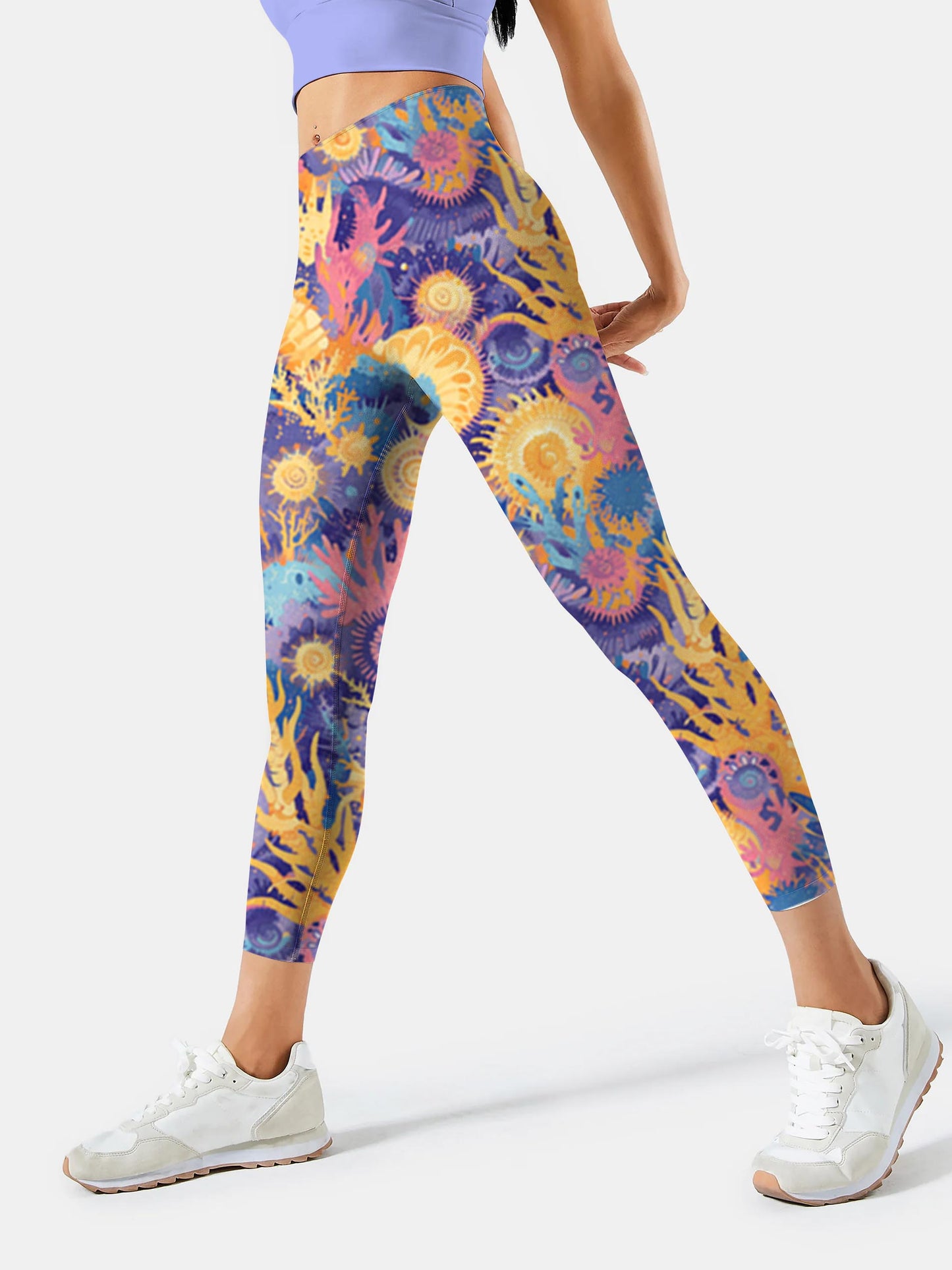 S273 Abstract Sun yoga leggings