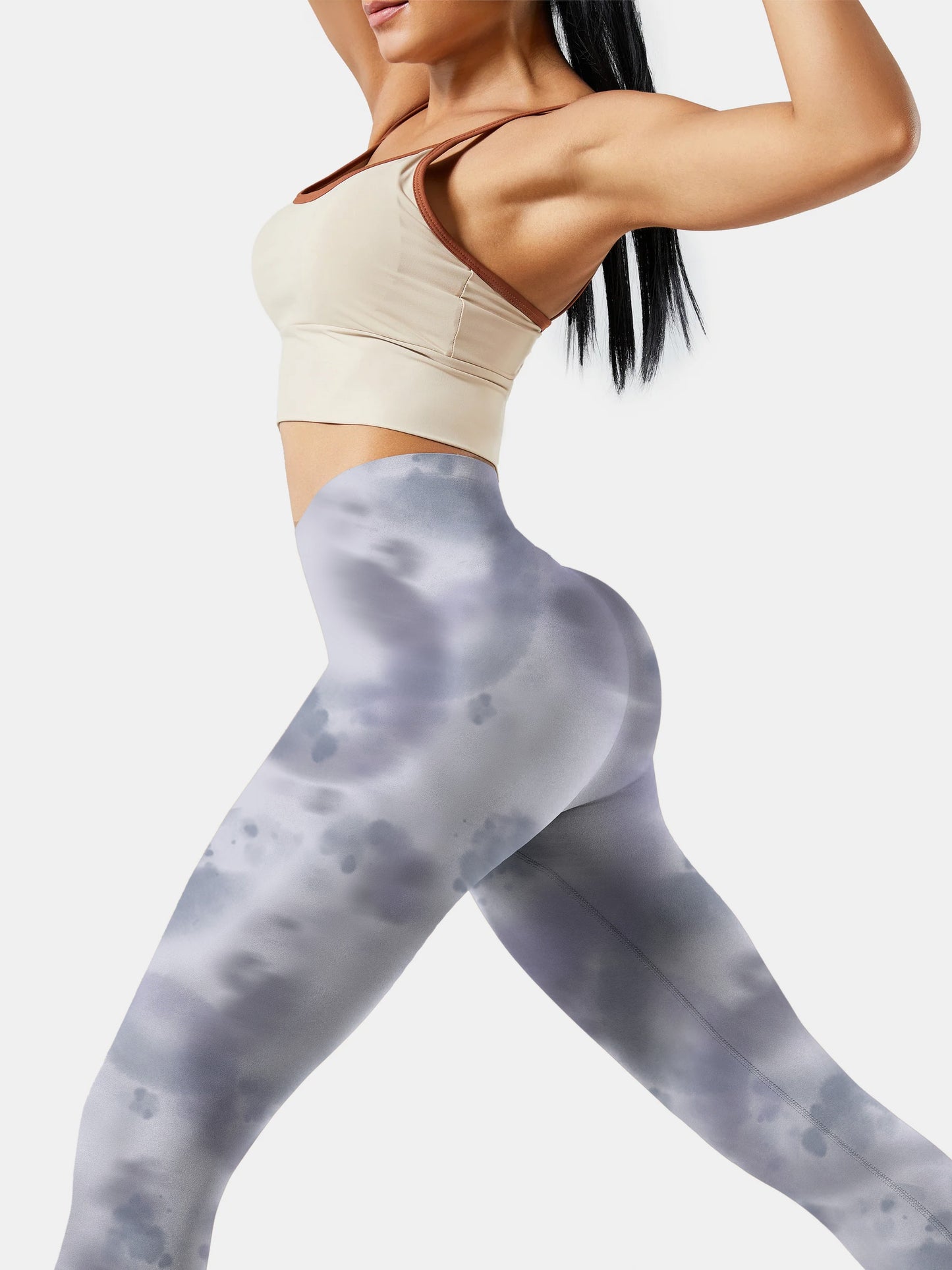 Gray Blue Ink Dye Yoga leggings