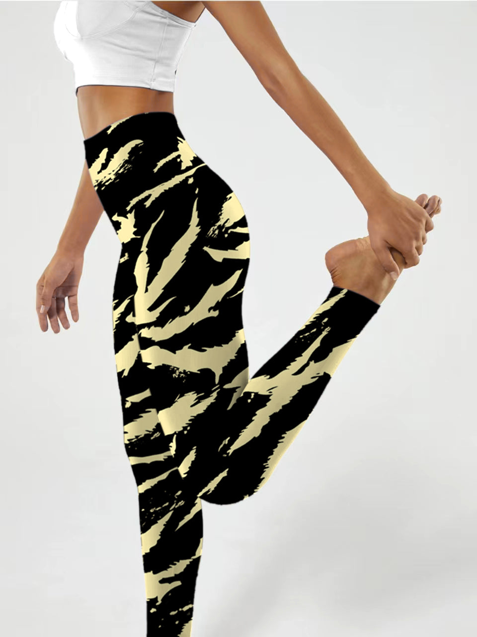 A182 zebra stripes yoga leggings