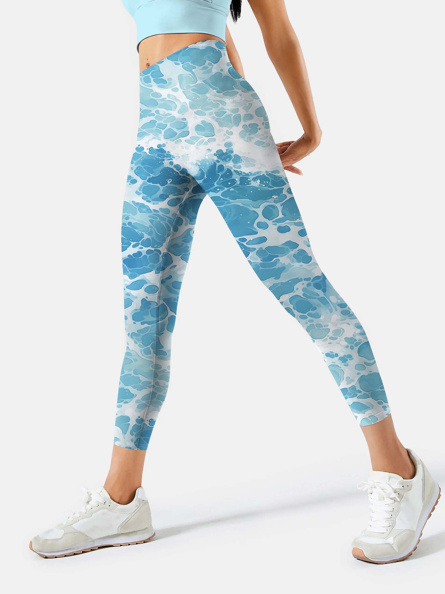 S215 blue wave yoga leggings