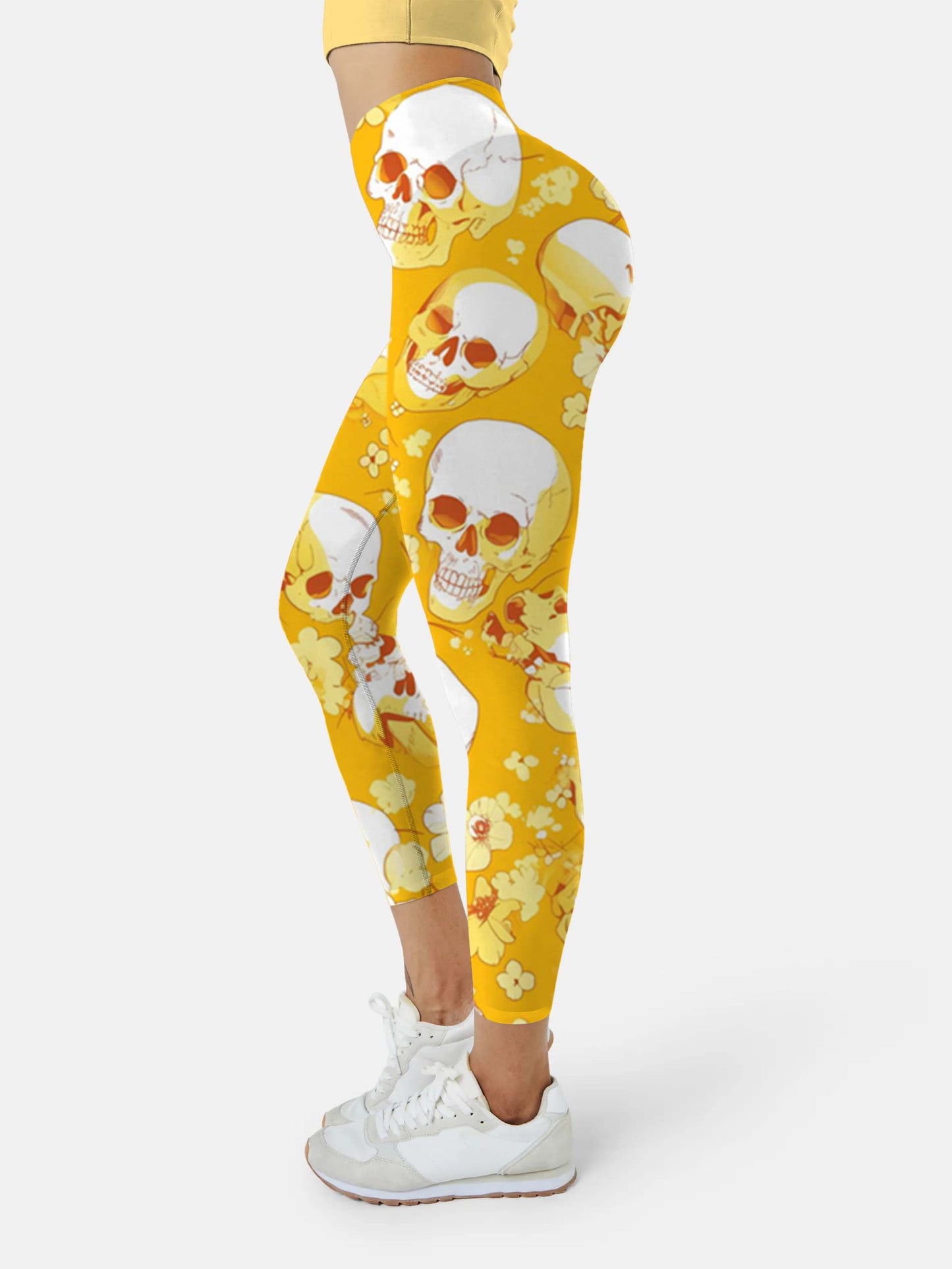 S249 skull motif yoga leggings