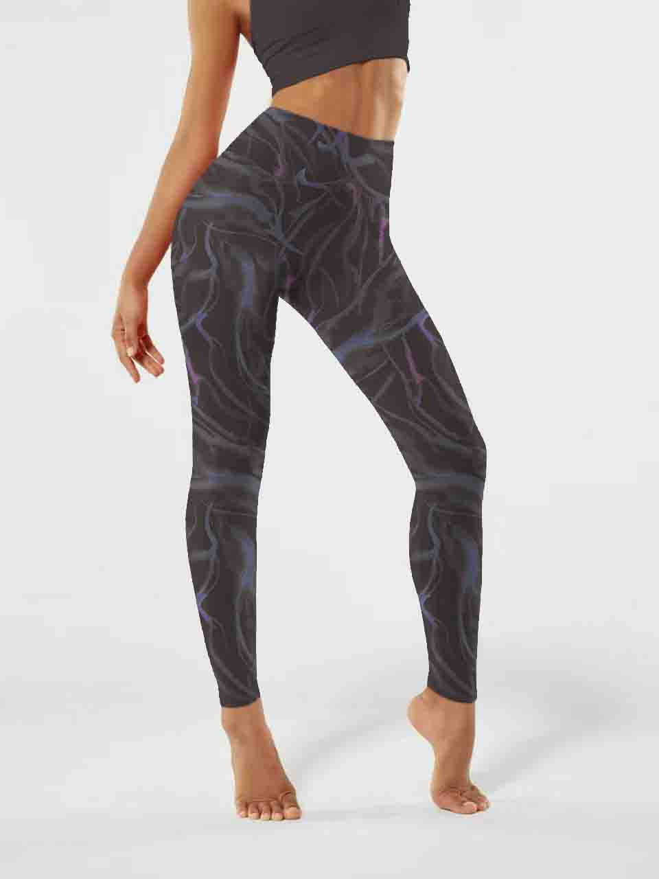 I158 Ink-dyed lines yoga leggings