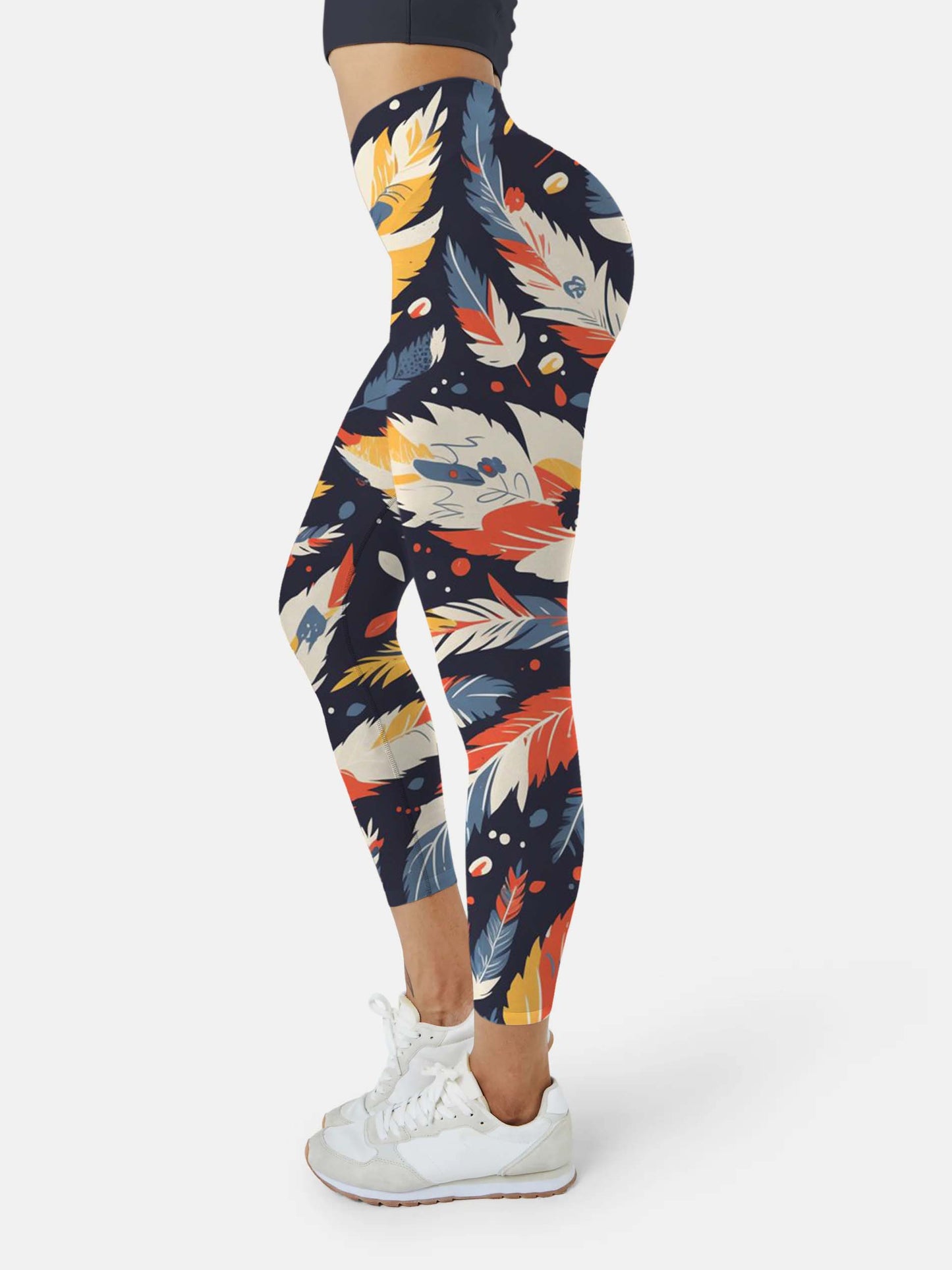 F226 colored feather yoga leggings