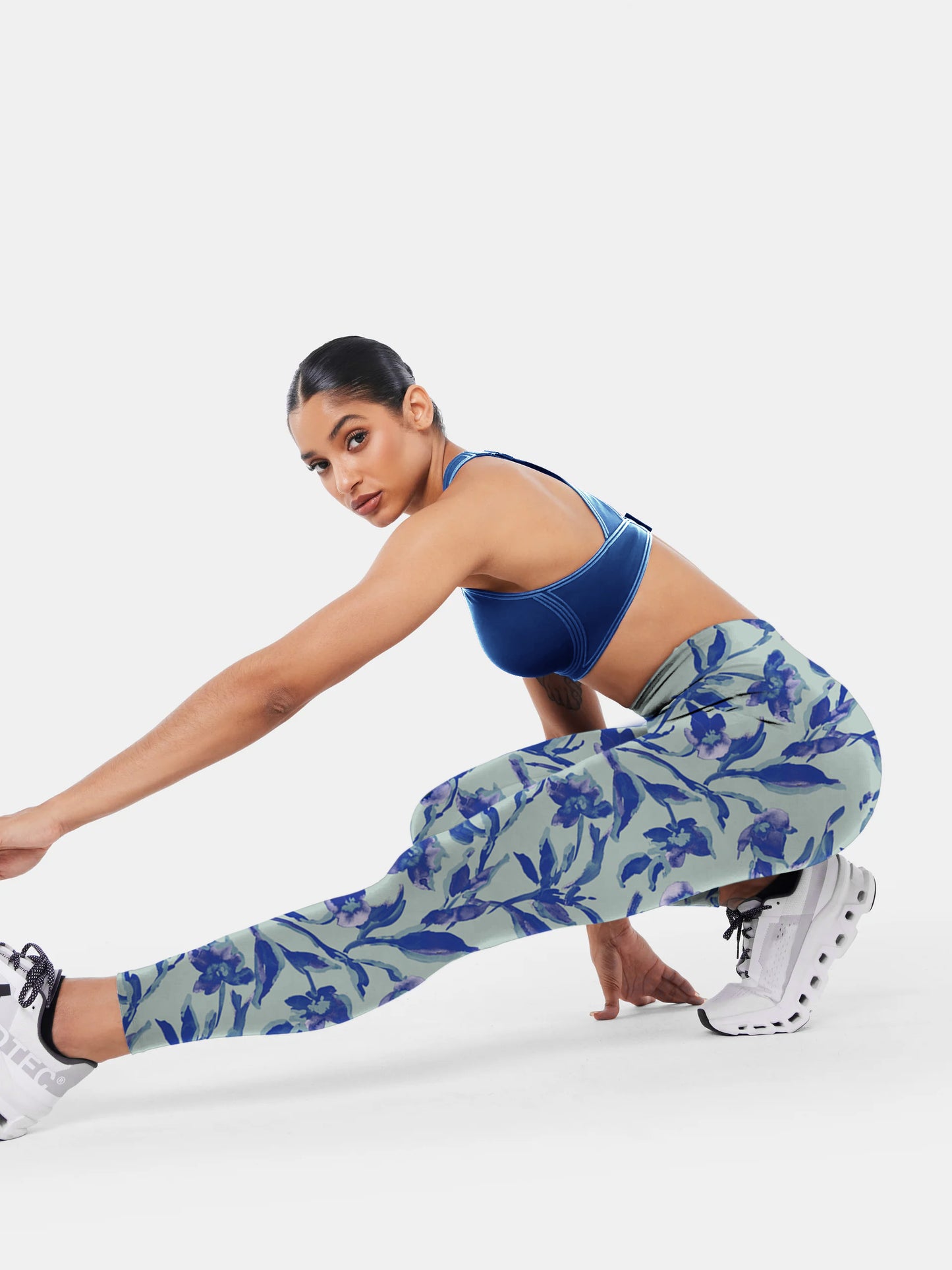 F130 Blue printed yoga leggings