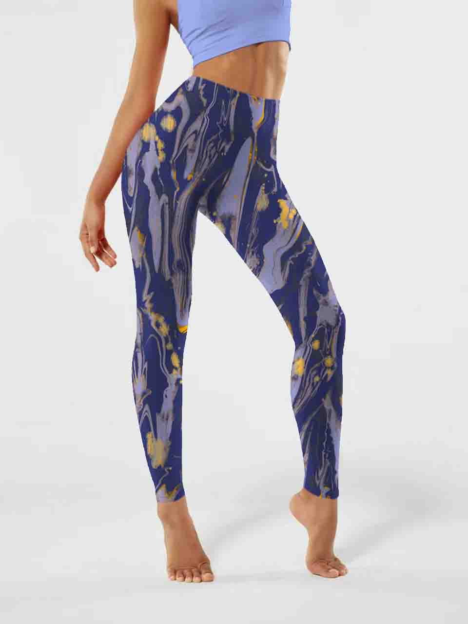 I160 Ink-dyed yoga leggings purple