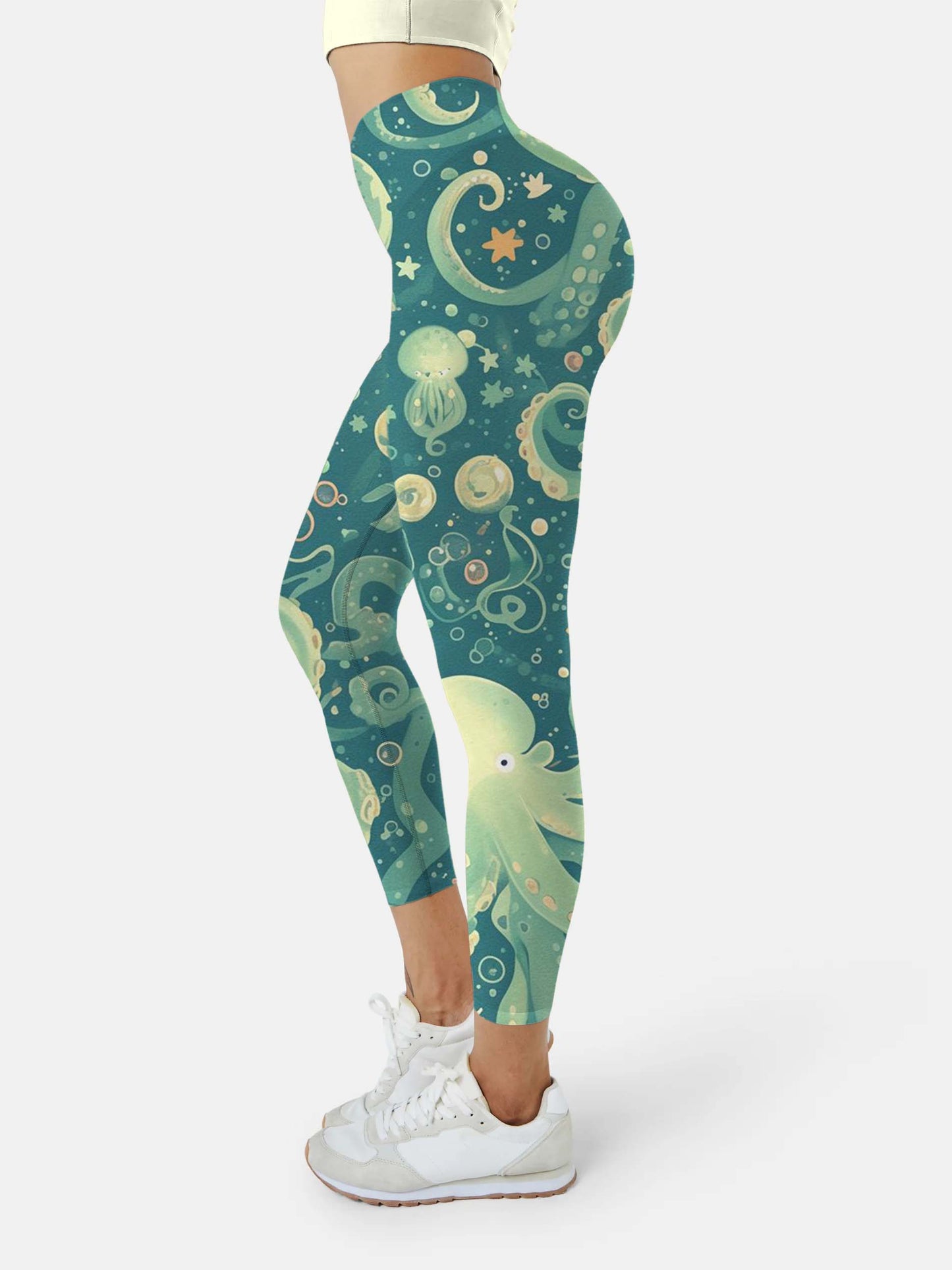 A227 green octopuses yoga leggings