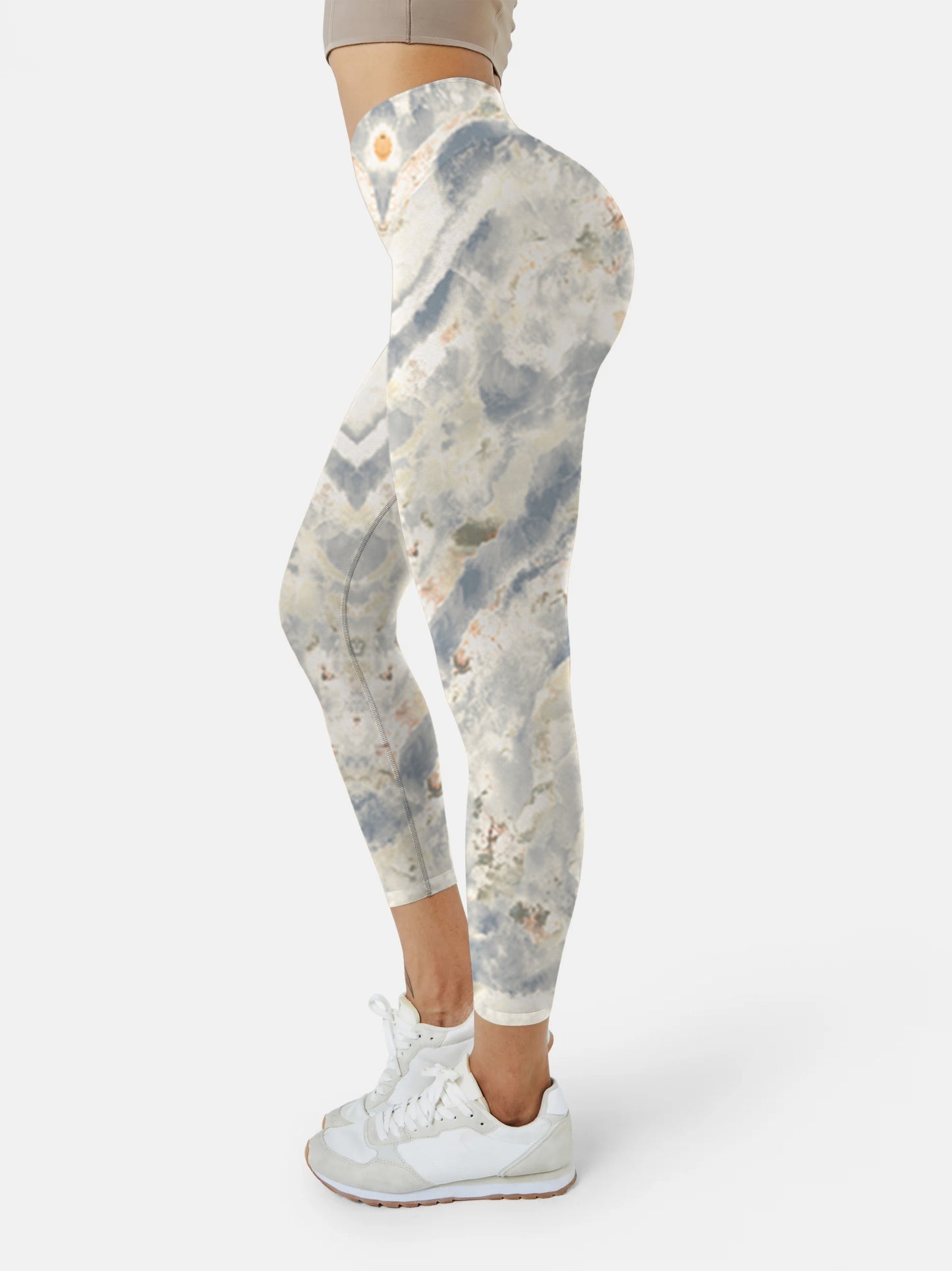 M114 Marble Textured Yoga leggings white