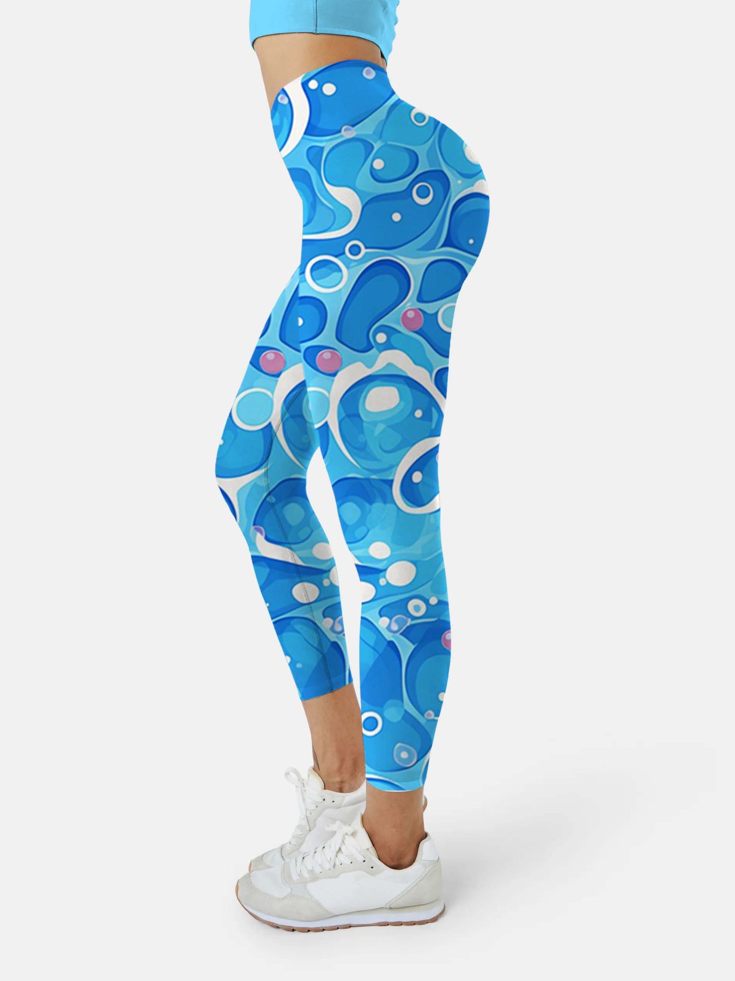 B253 blue blister yoga leggings