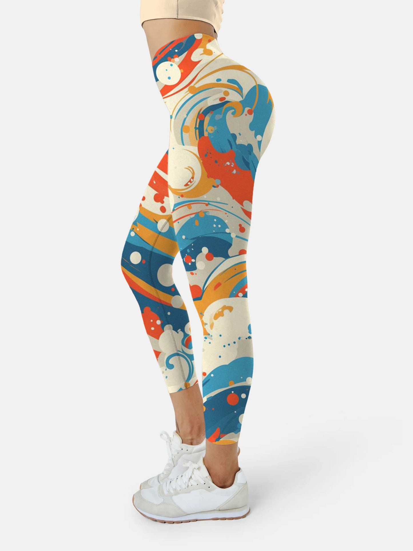 S231 Orange Waves yoga leggings