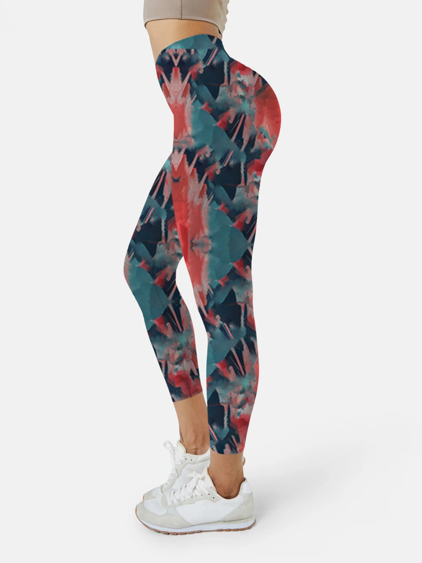 I117 Ink-dyed Yoga leggings reddish blue