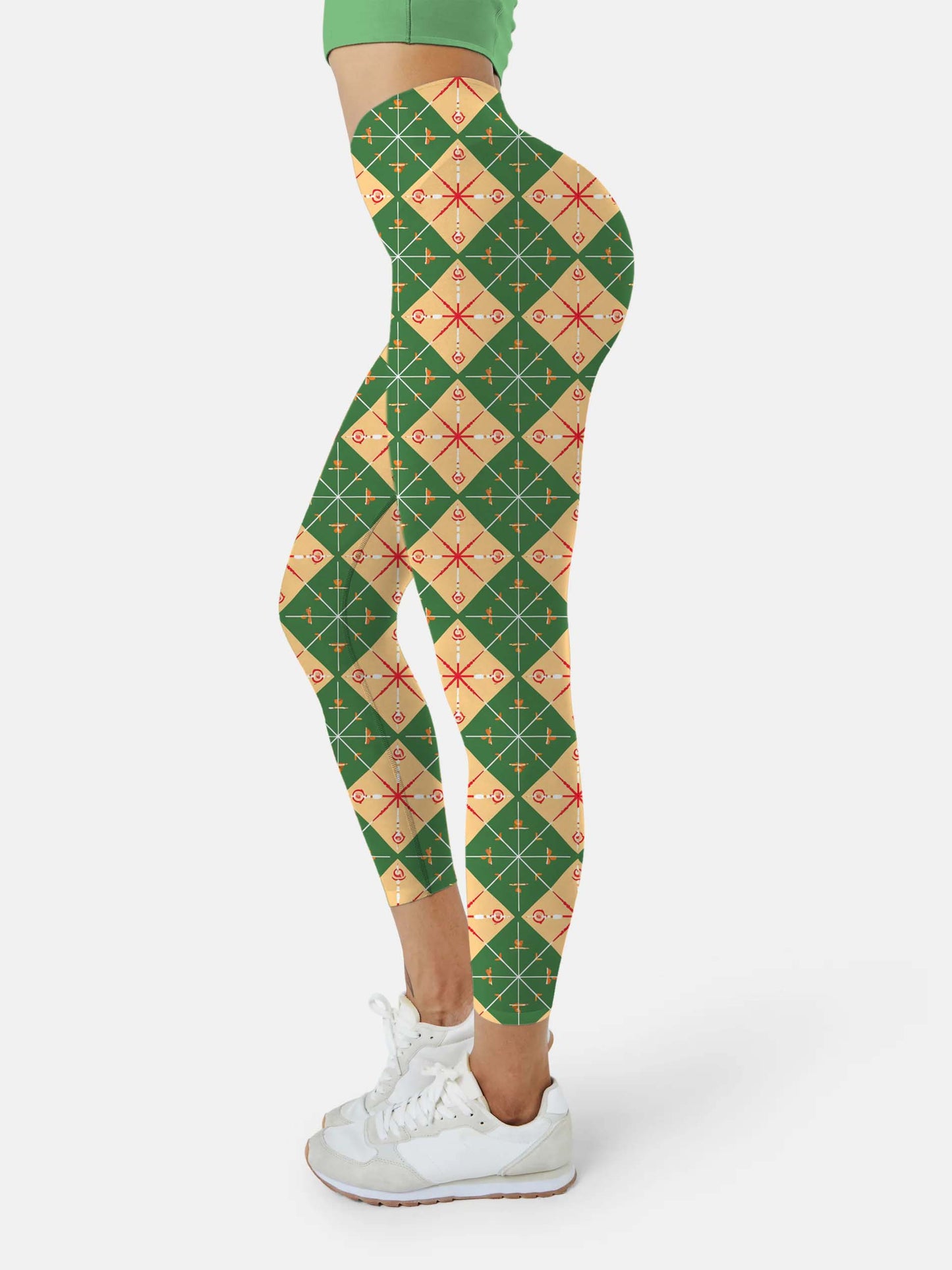 P232 Green plaid yoga leggings