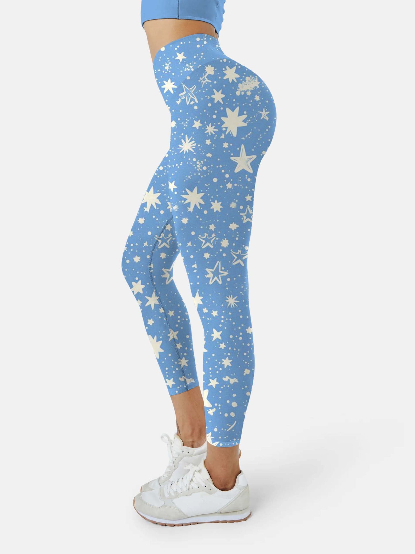 S233 Blue Full Sky Star yoga leggings