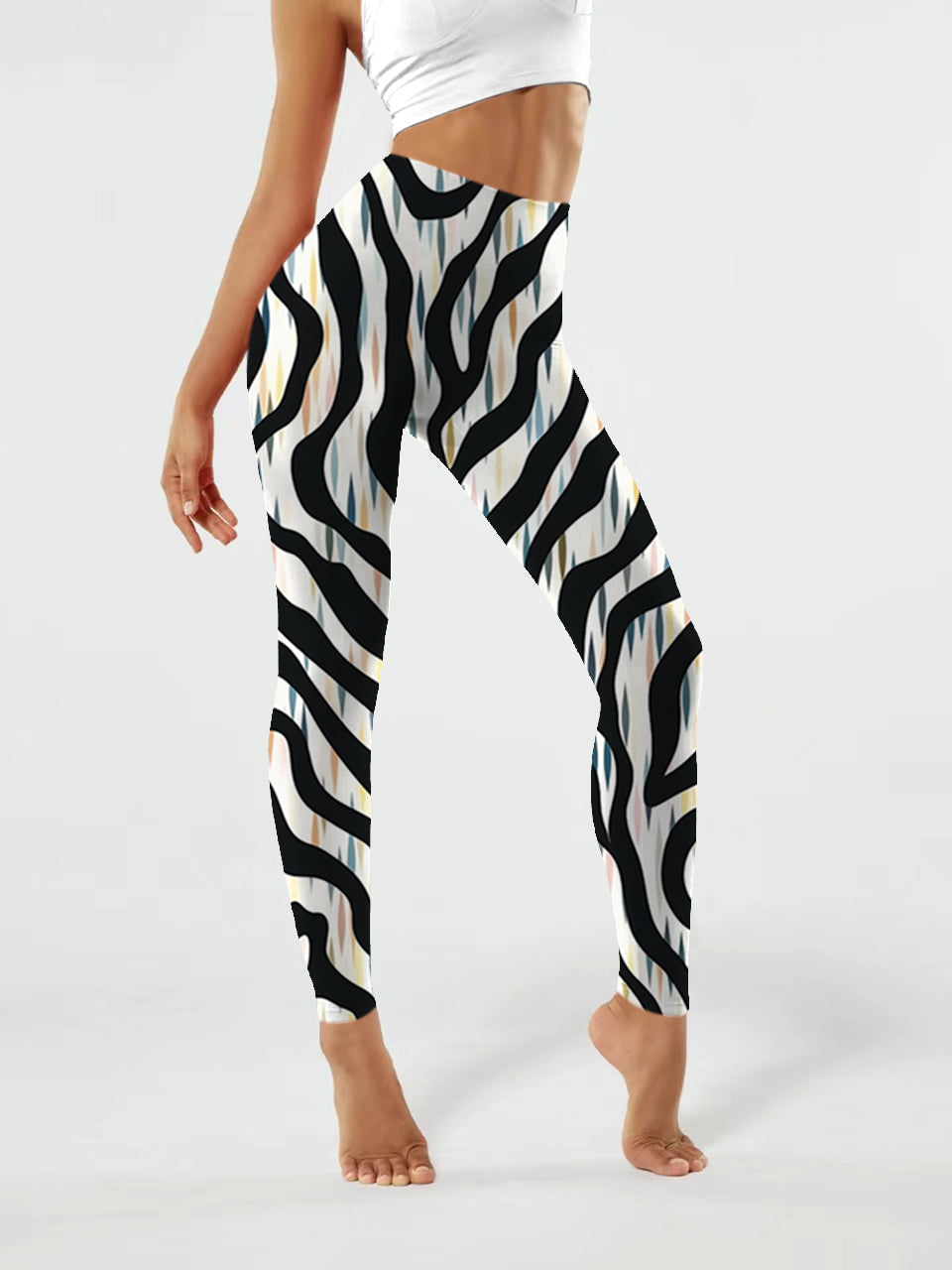 A166 Dazzling zebra print yoga leggings