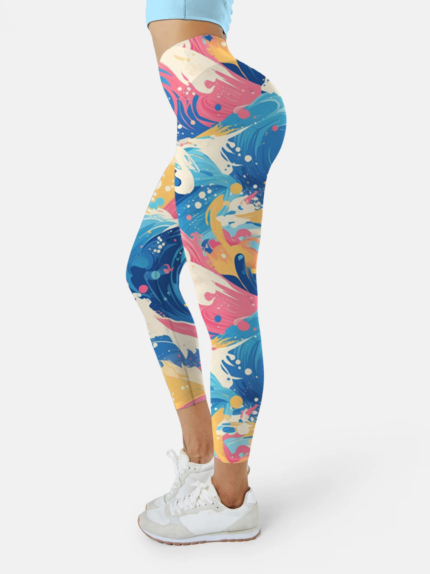 F265 colored feather yoga leggings