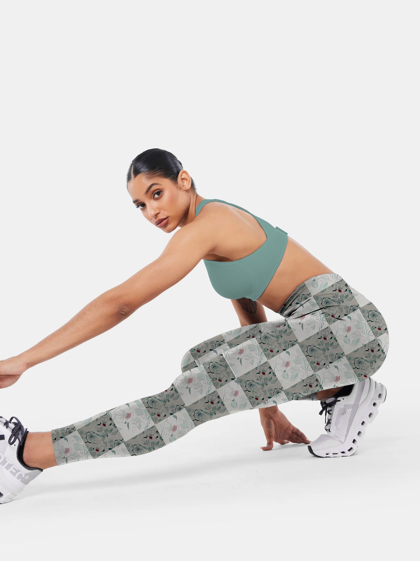 F140 block printed yoga leggings