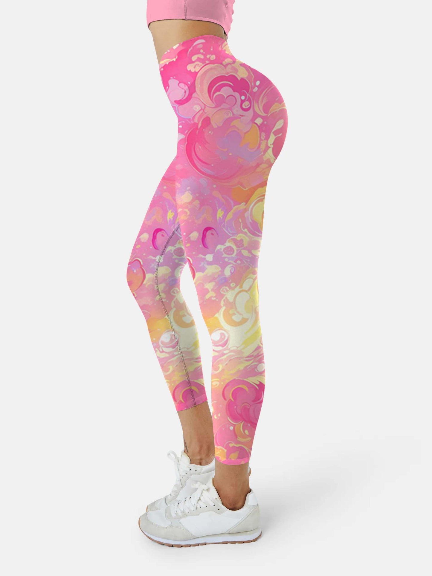 C261 Pink clouds yoga leggings