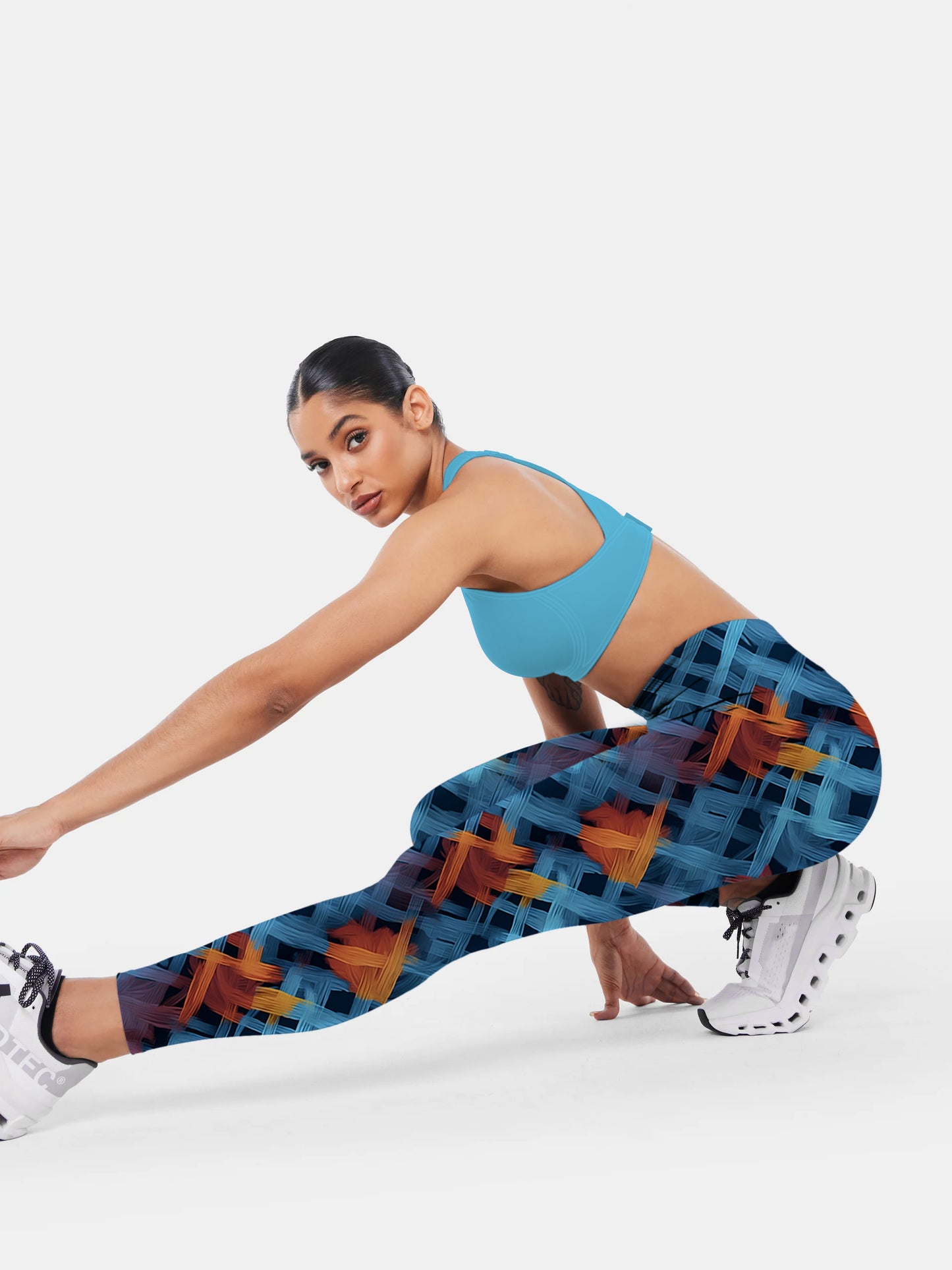 C142 knitted cubic printed yoga leggings