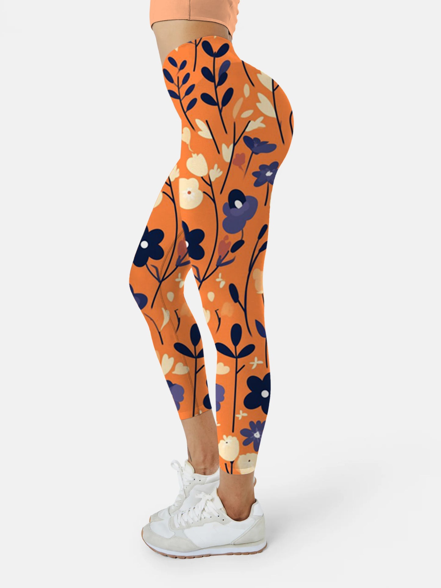 F263 Flower yoga leggings Orange