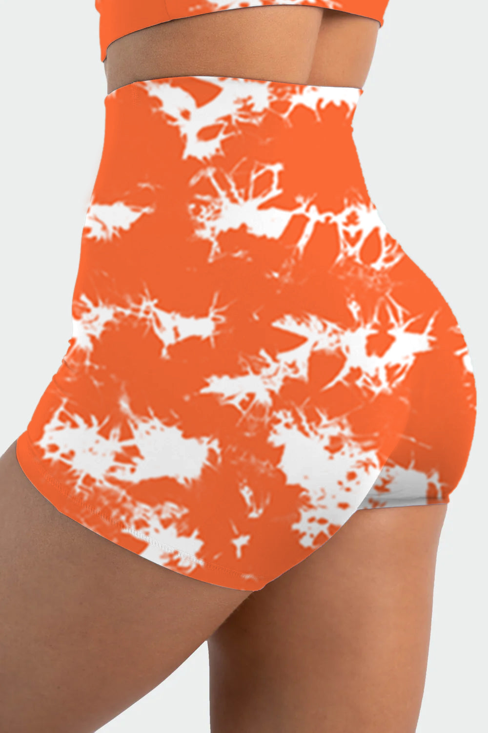 T279 orange tie-dye yoga leggings