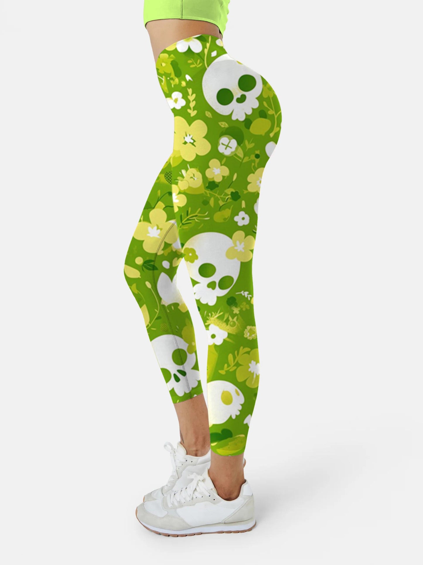 S266 skull motif yoga leggings