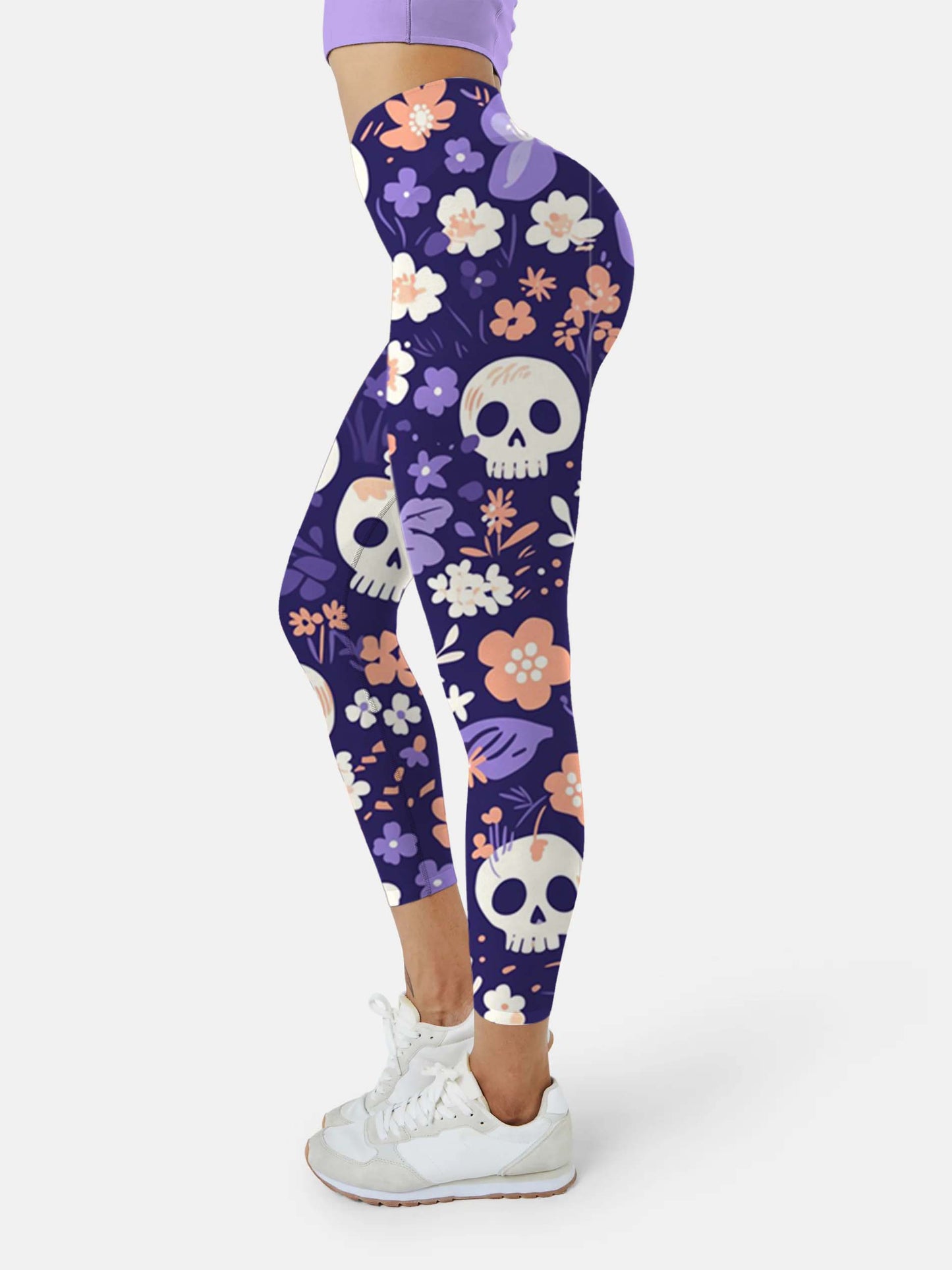 S241 skull motif yoga leggings