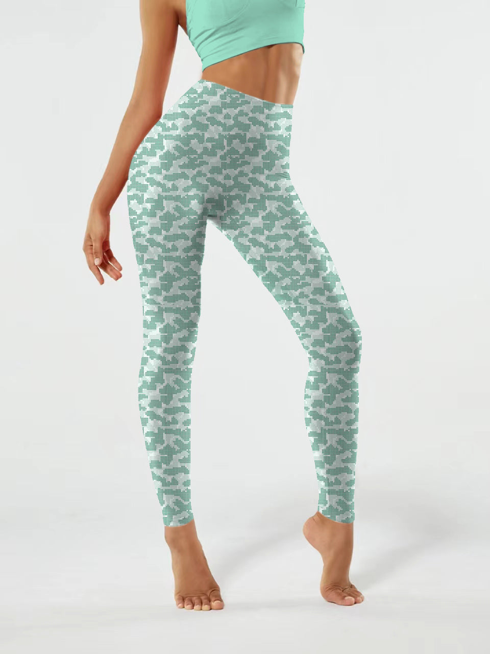 P178 print yoga leggings green