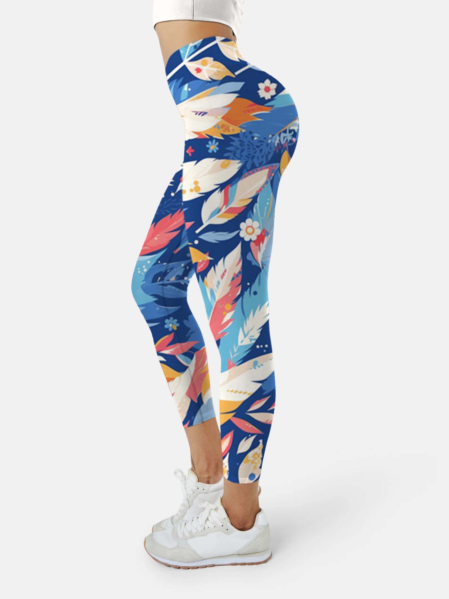 F242 colored feather yoga leggings