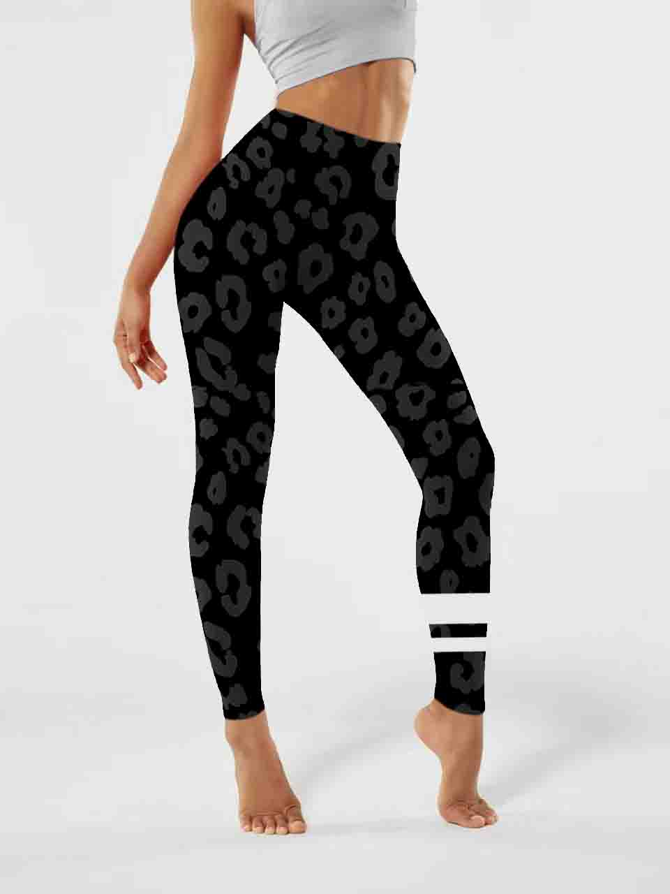 A152 Leopard Print Yoga leggings black