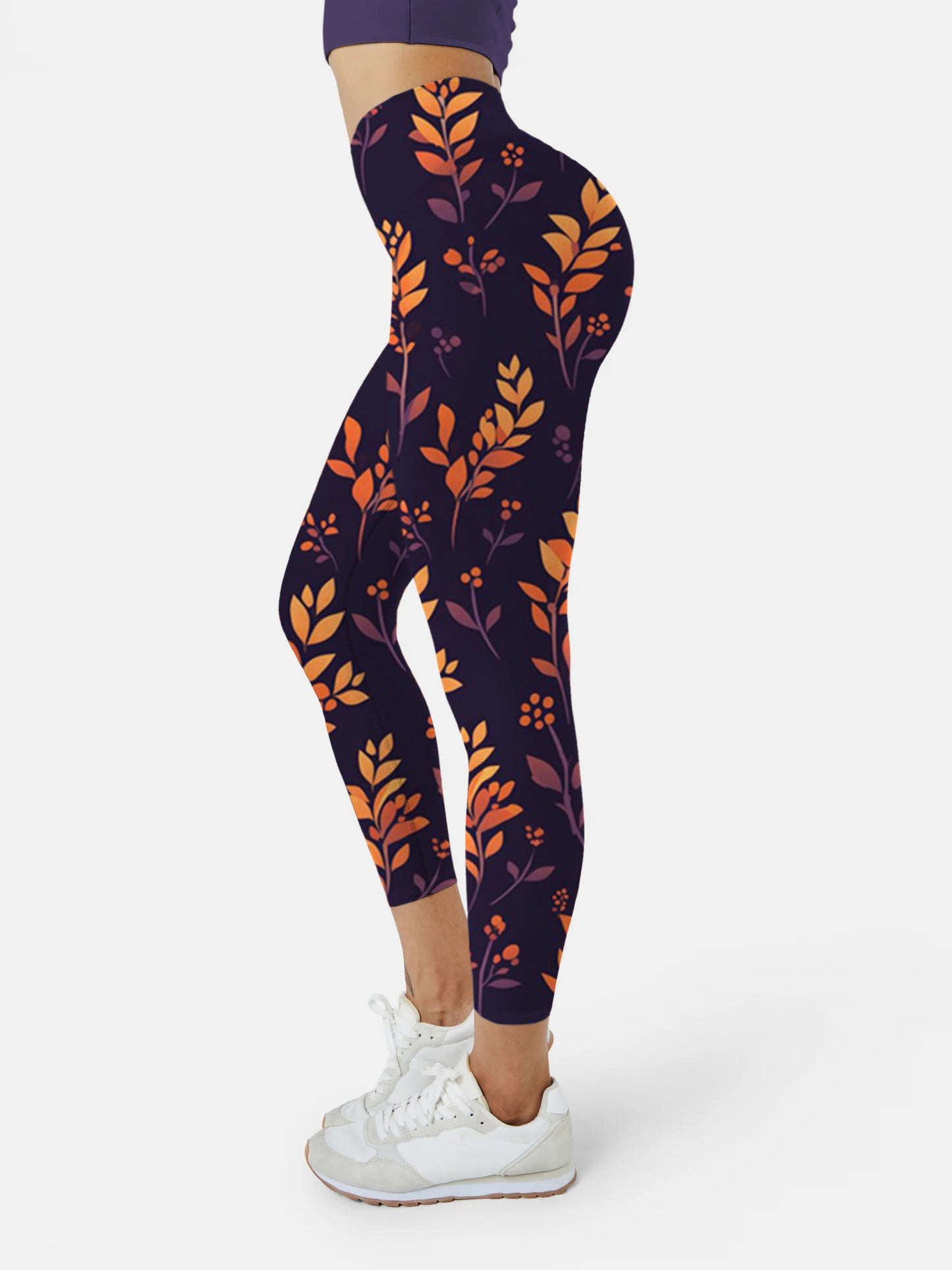 F268 Flower yoga leggings Black