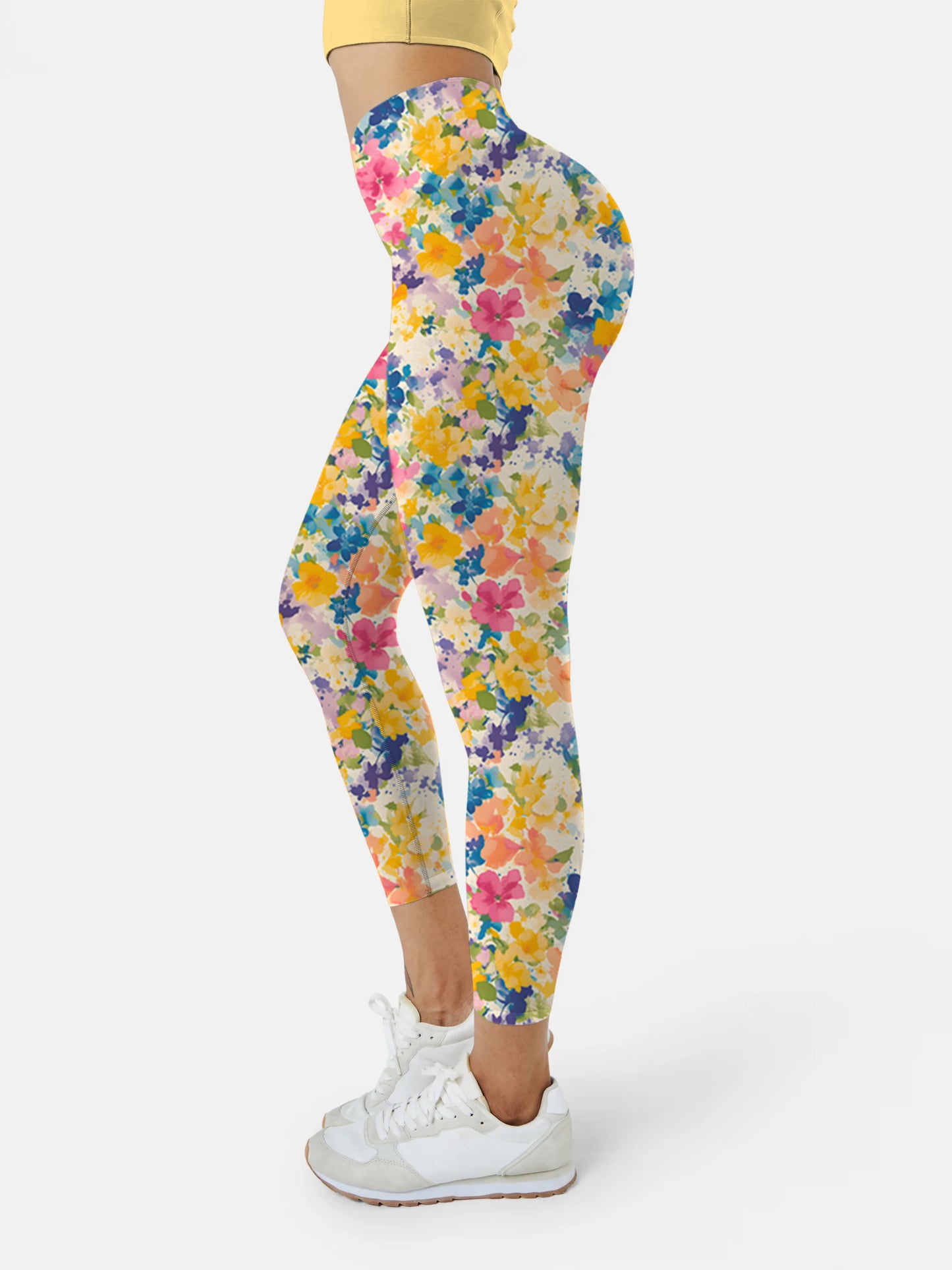 F208 crushed flower print yoga leggings