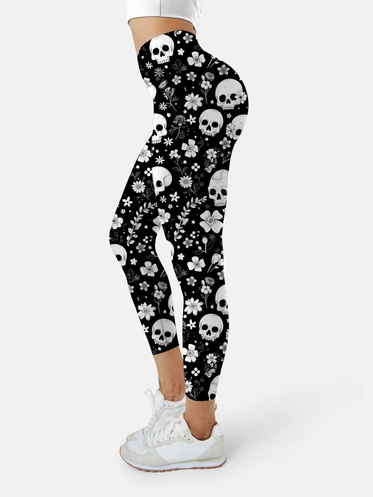 S220 skull motif yoga leggings