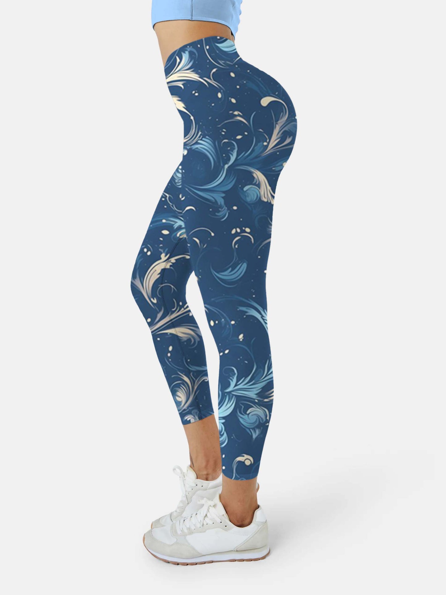 F244  feather yoga leggings