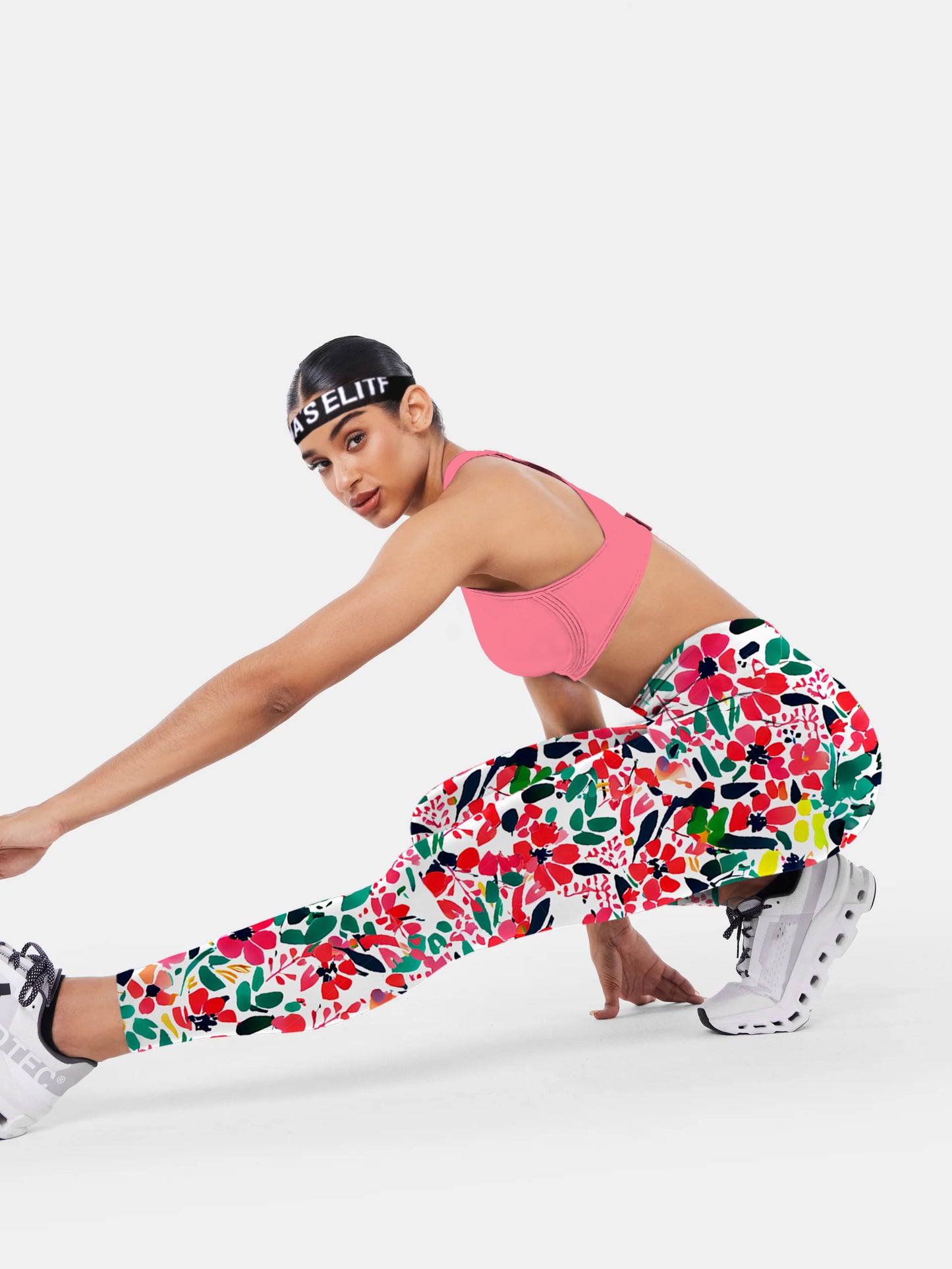 F189 crushed flower print yoga leggings