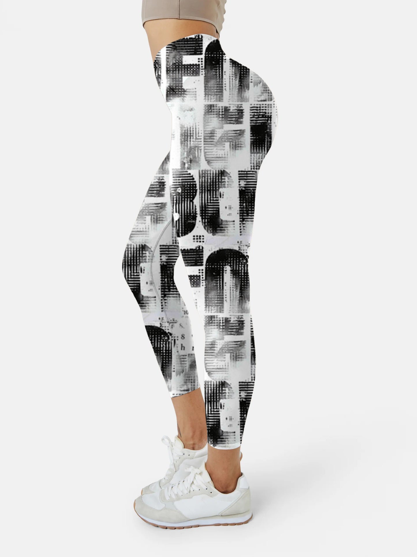 N107 Ink-dyed yoga leggings white