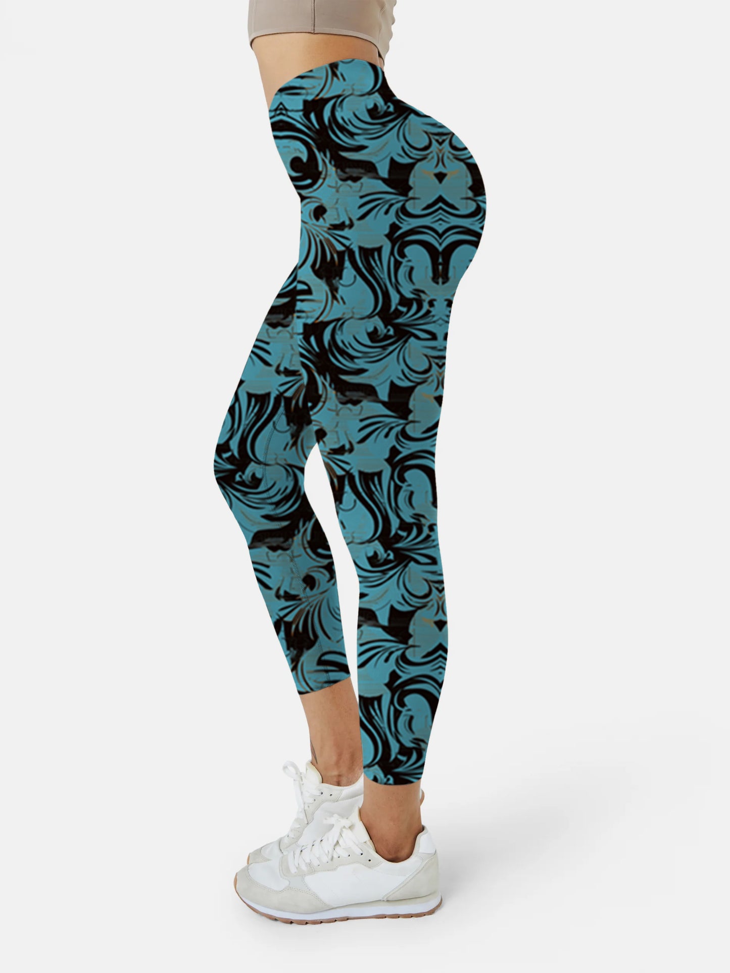 F108 printed yoga leggings green