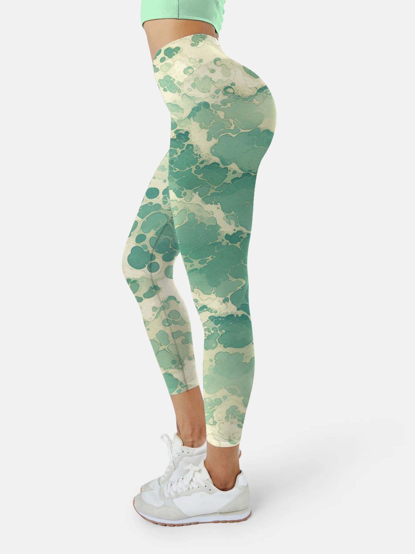 S223 Green Wave yoga leggings