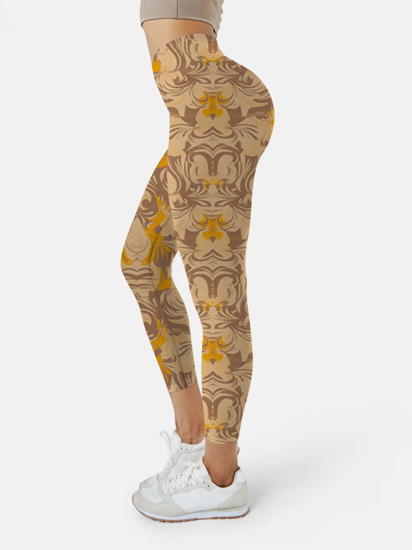 F109 printed yoga leggings yellow