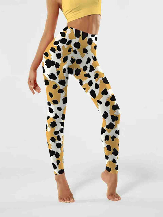 A157 animal print Yoga leggings yellow