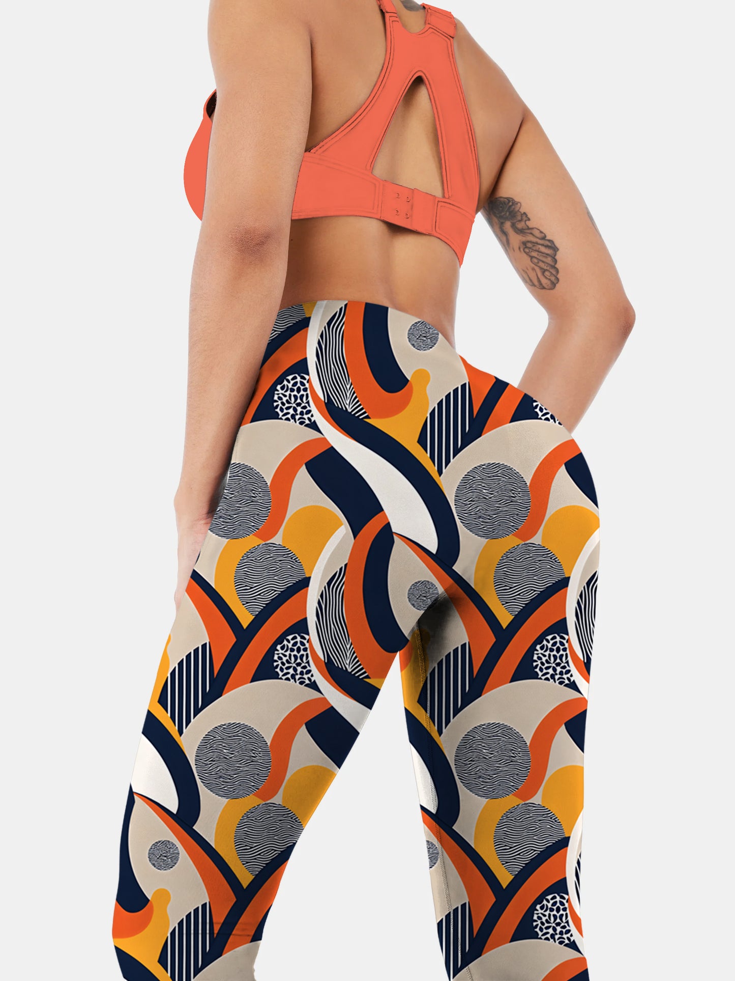 G184 geometric print yoga leggings