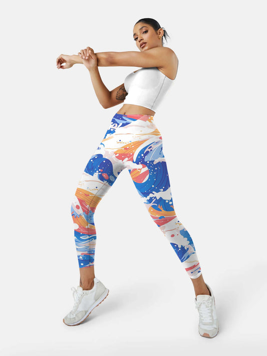 S225 Cartoon Waves yoga leggings