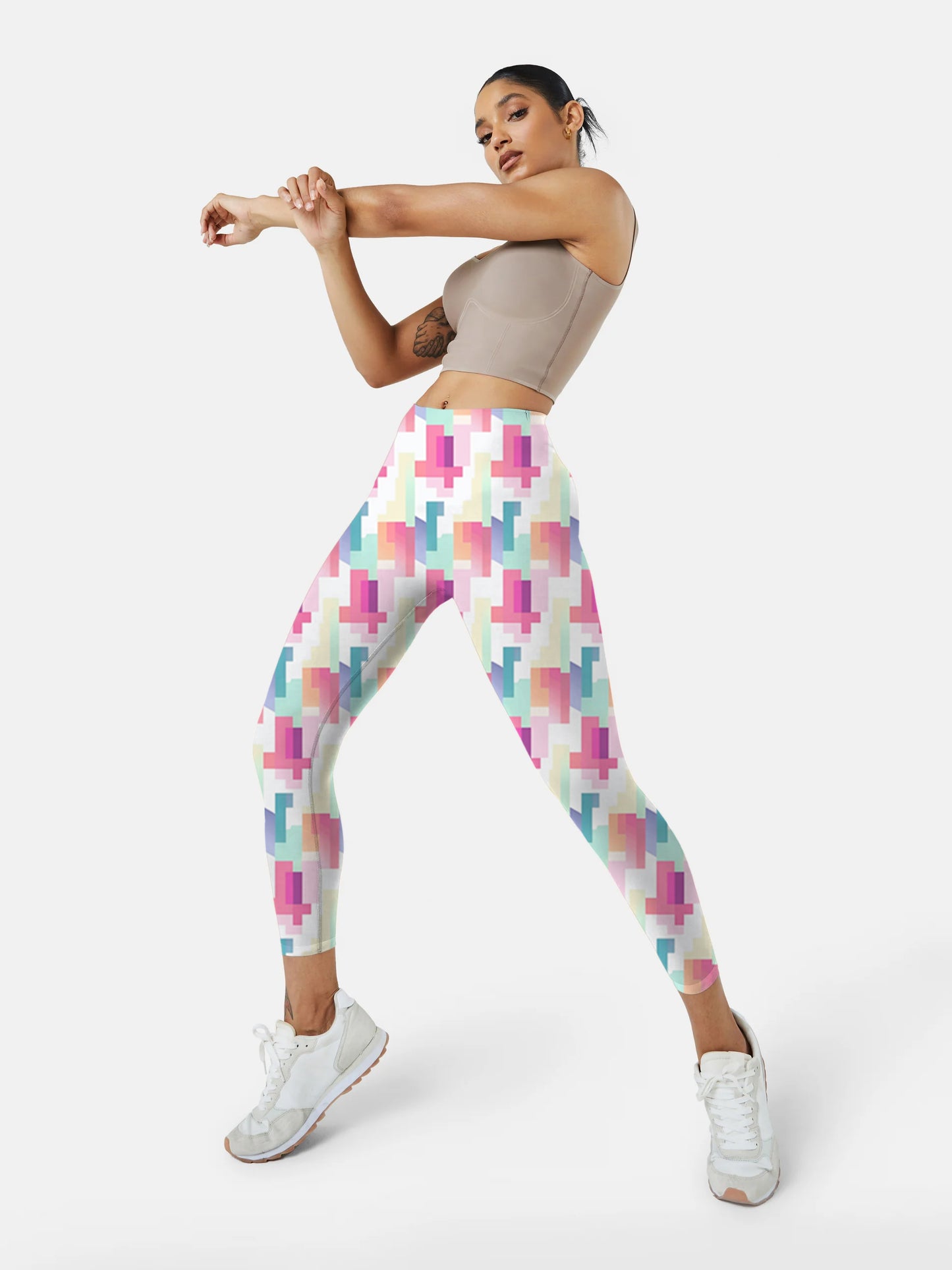 B111 Colorblock Yoga leggings white