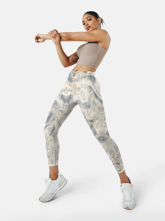 M114 Marble Textured Yoga leggings white