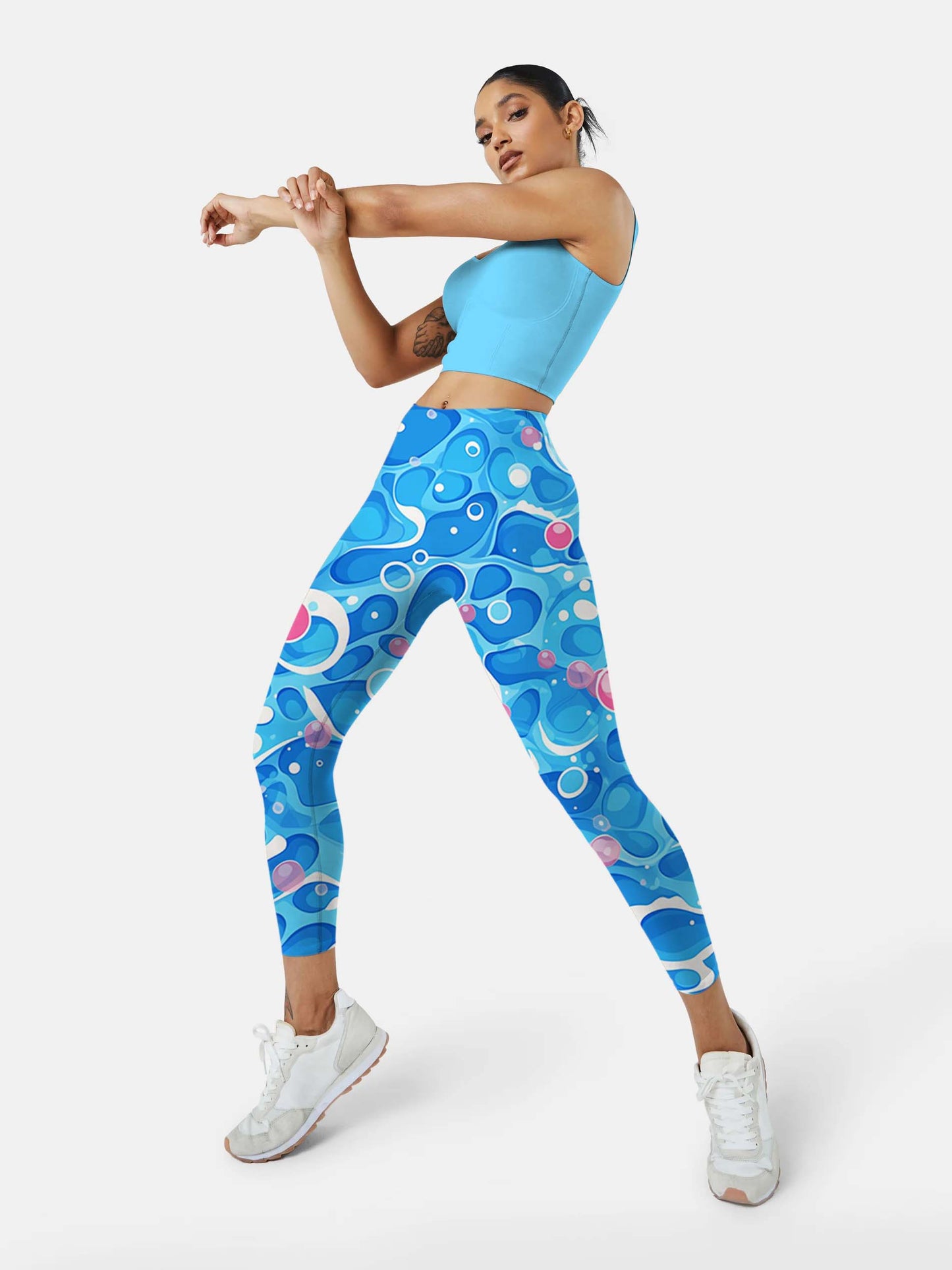 B253 blue blister yoga leggings