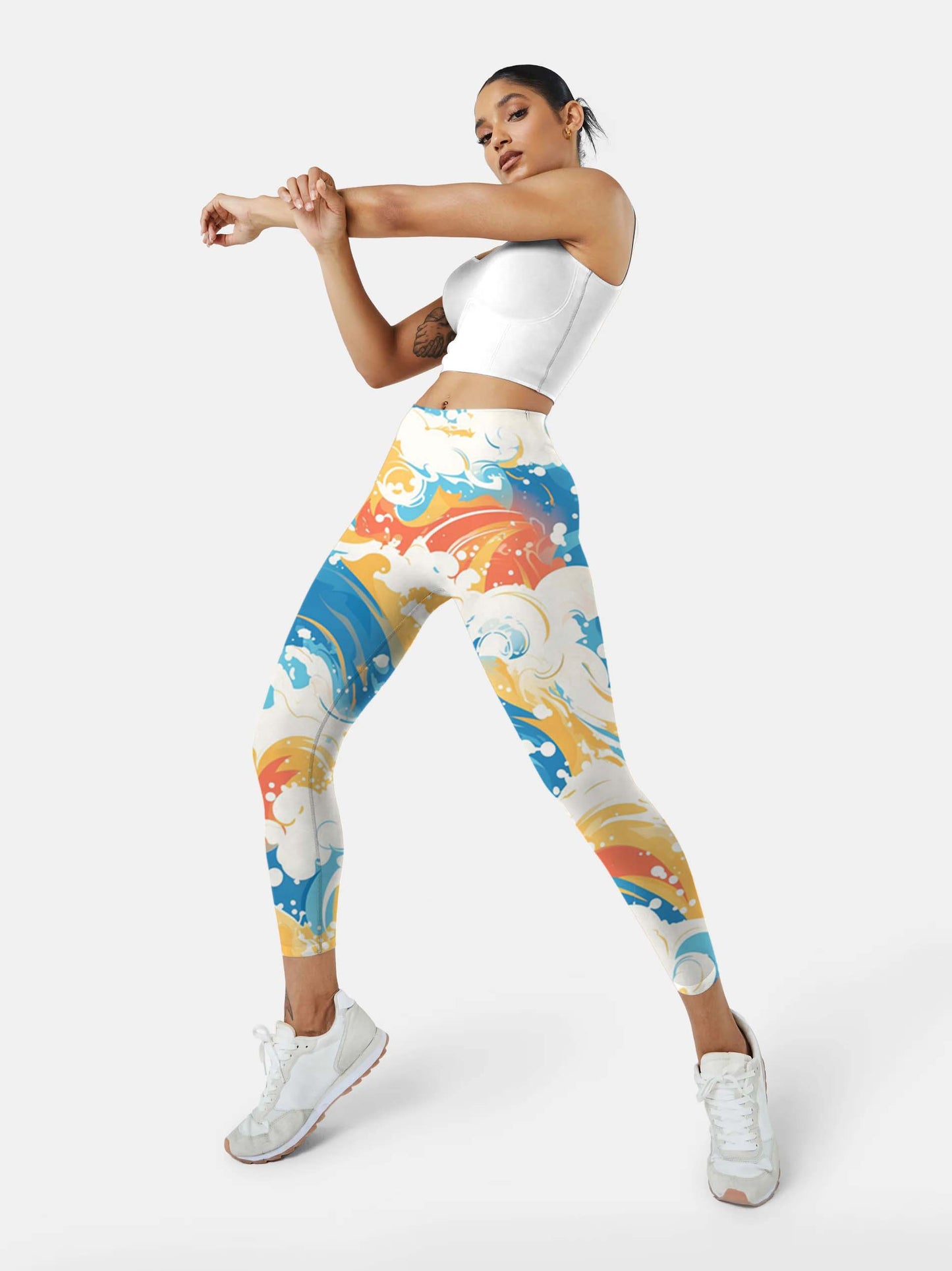 S254 Colorful Waves yoga leggings