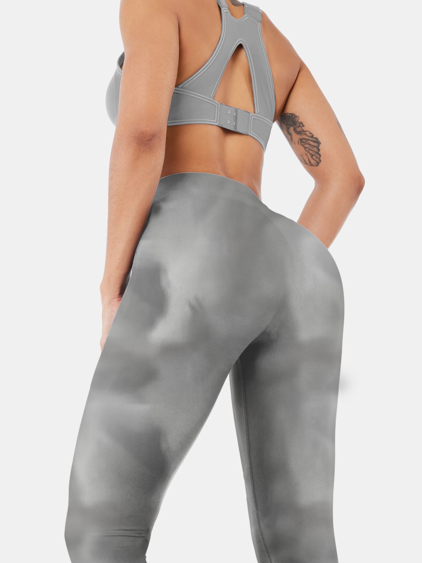 P134 gray print yoga leggings