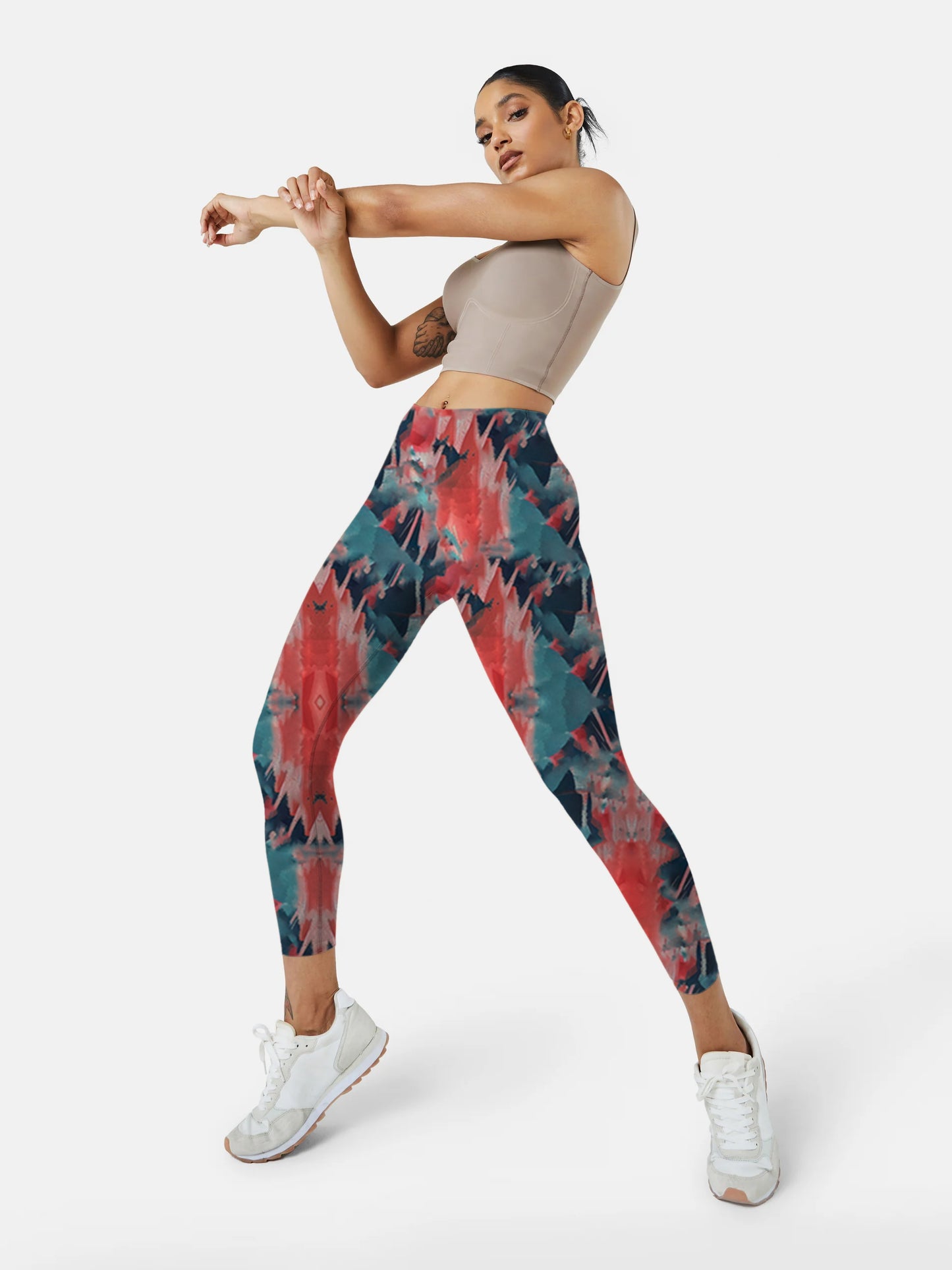 I117 Ink-dyed Yoga leggings reddish blue