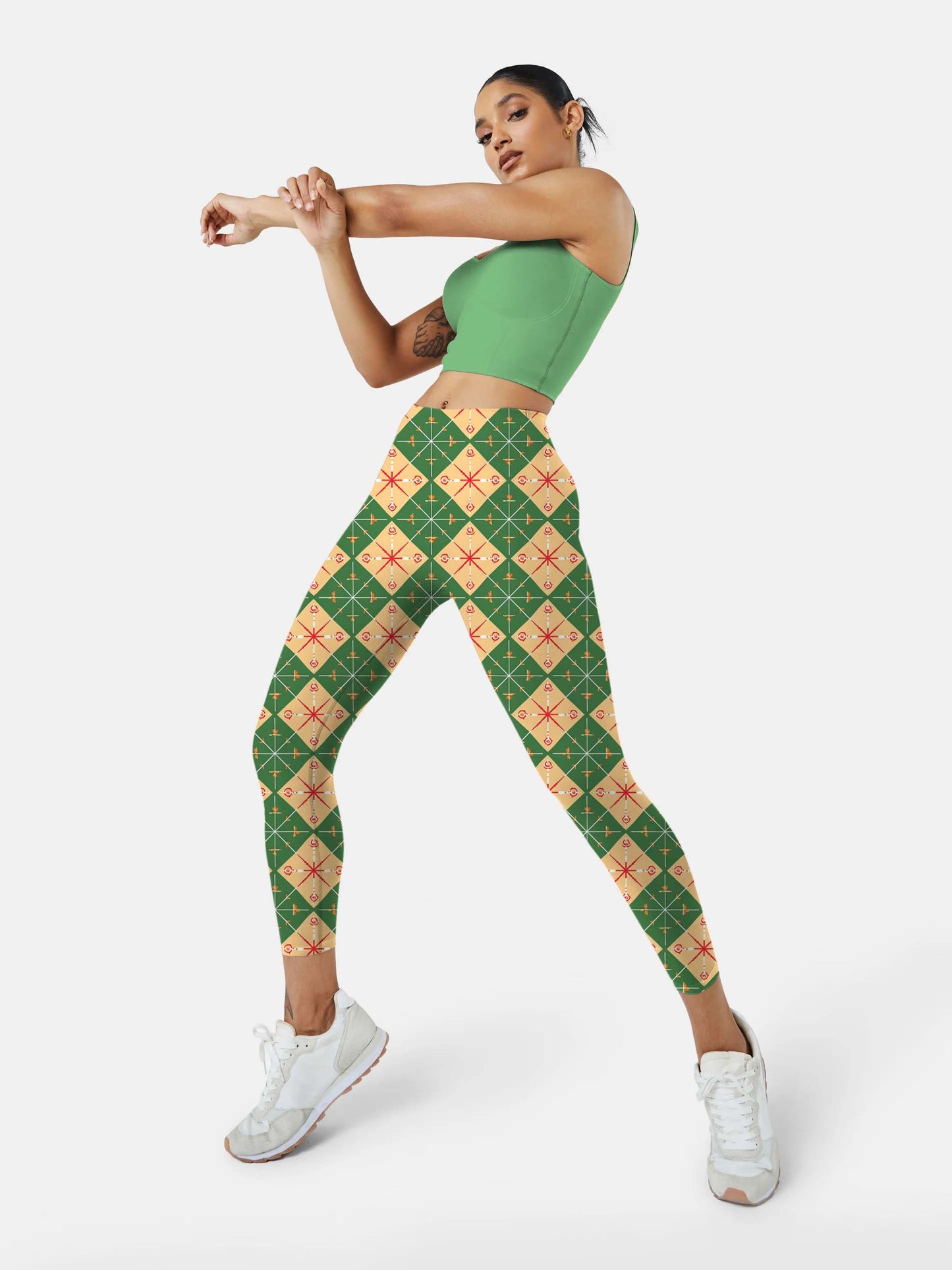 P232 Green plaid yoga leggings